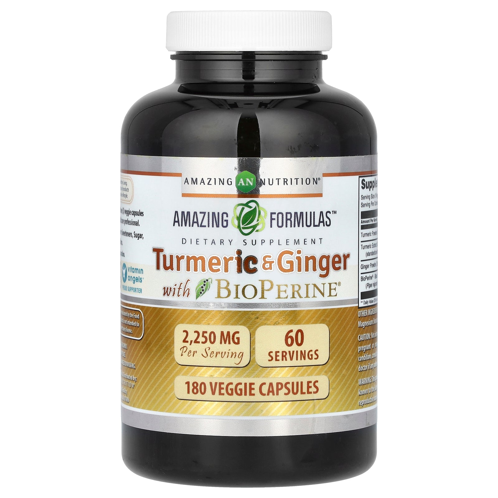 Foto 2 pulgar | Supplement Amazing Nutrition, Cúrcuma Y Jengibre, 180 Cápsulas Vegetarianas - Venta Internacional.