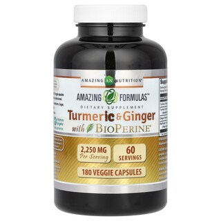 Foto 1 | Supplement Amazing Nutrition, Cúrcuma Y Jengibre, 180 Cápsulas Vegetarianas - Venta Internacional.