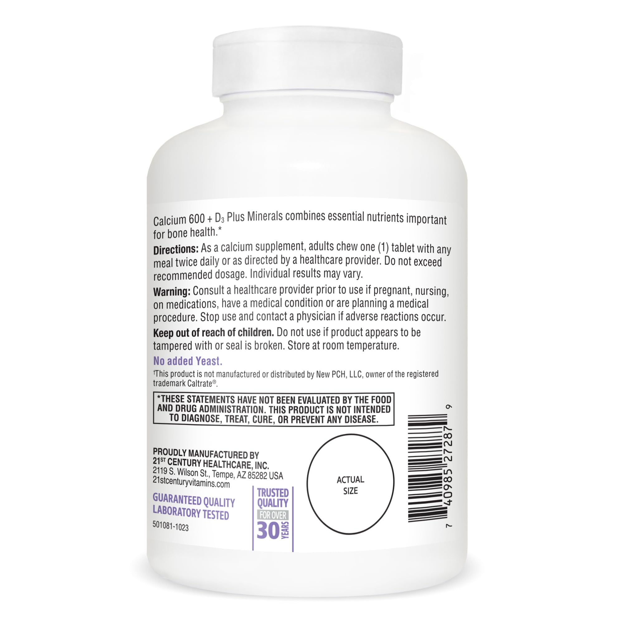 Foto 8 pulgar | Suplemento 21st Century Calcium, 600 Mg +d, Masticable, 75 Comprimidos - Venta Internacional.
