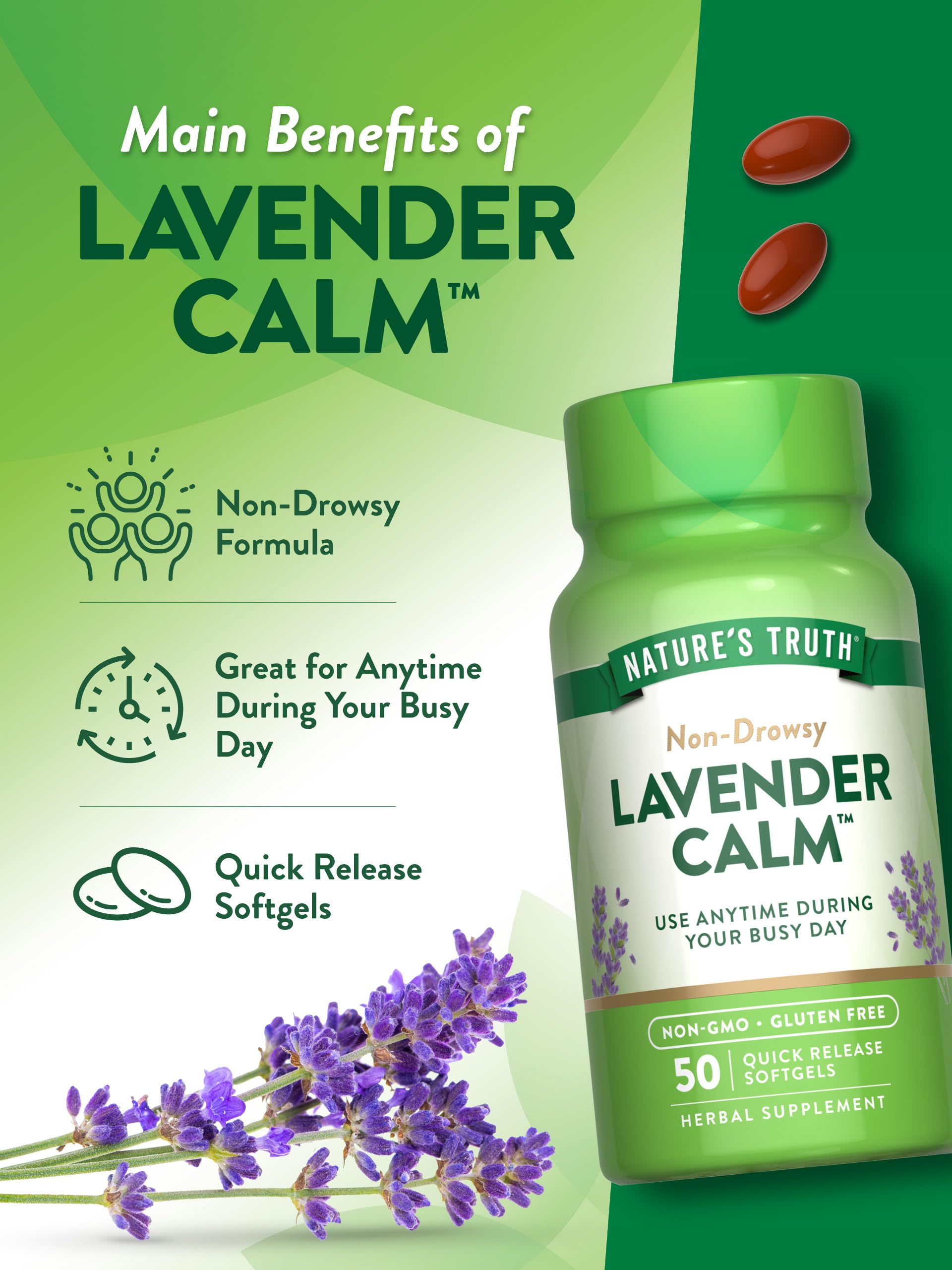 Foto 6 pulgar | Suplemento Nature's Truth Lavender Calm En Cápsulas Blandas, 50 Unidades - Venta Internacional.
