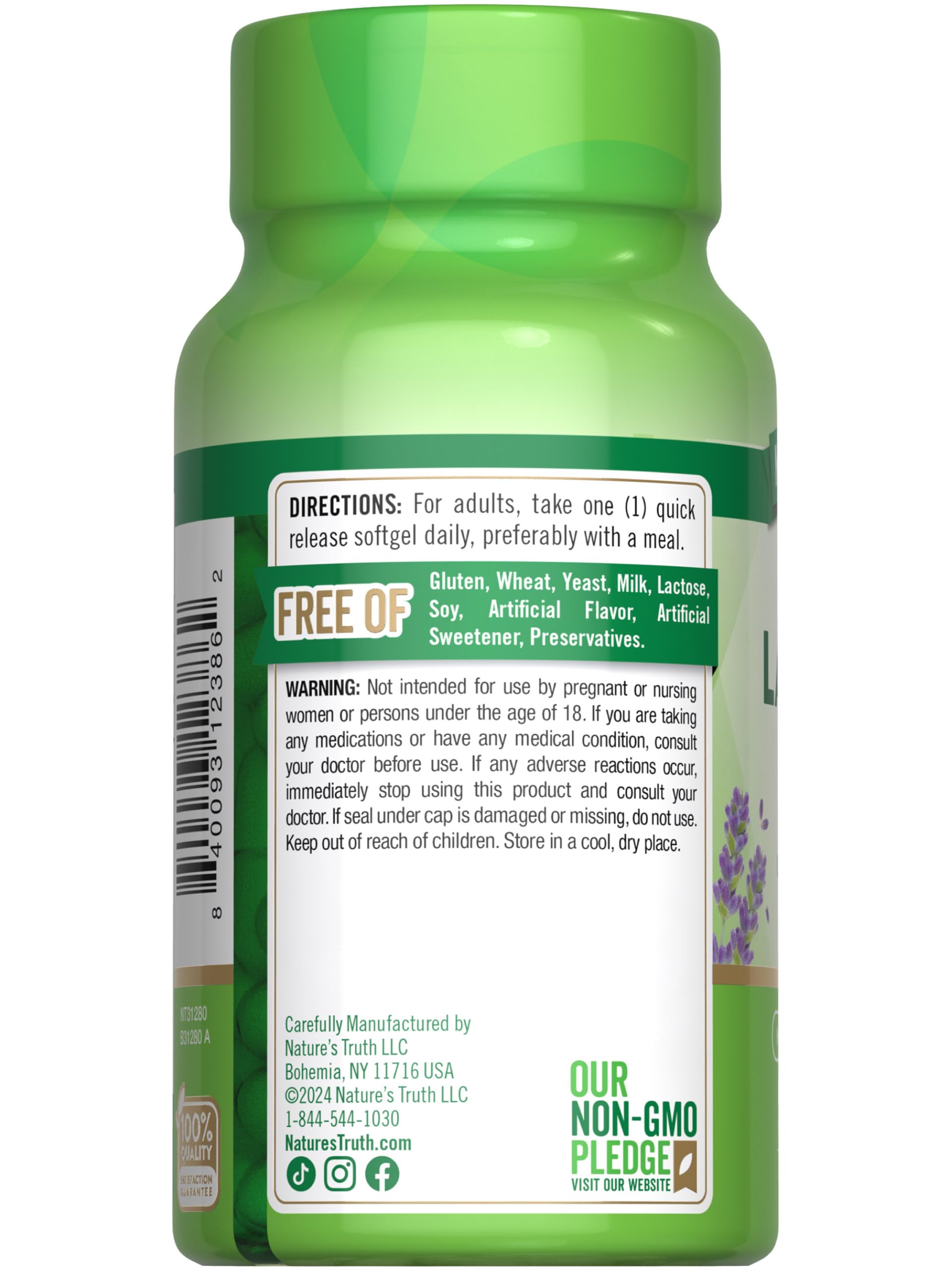 Foto 7 | Suplemento Nature's Truth Lavender Calm En Cápsulas Blandas, 50 Unidades - Venta Internacional.