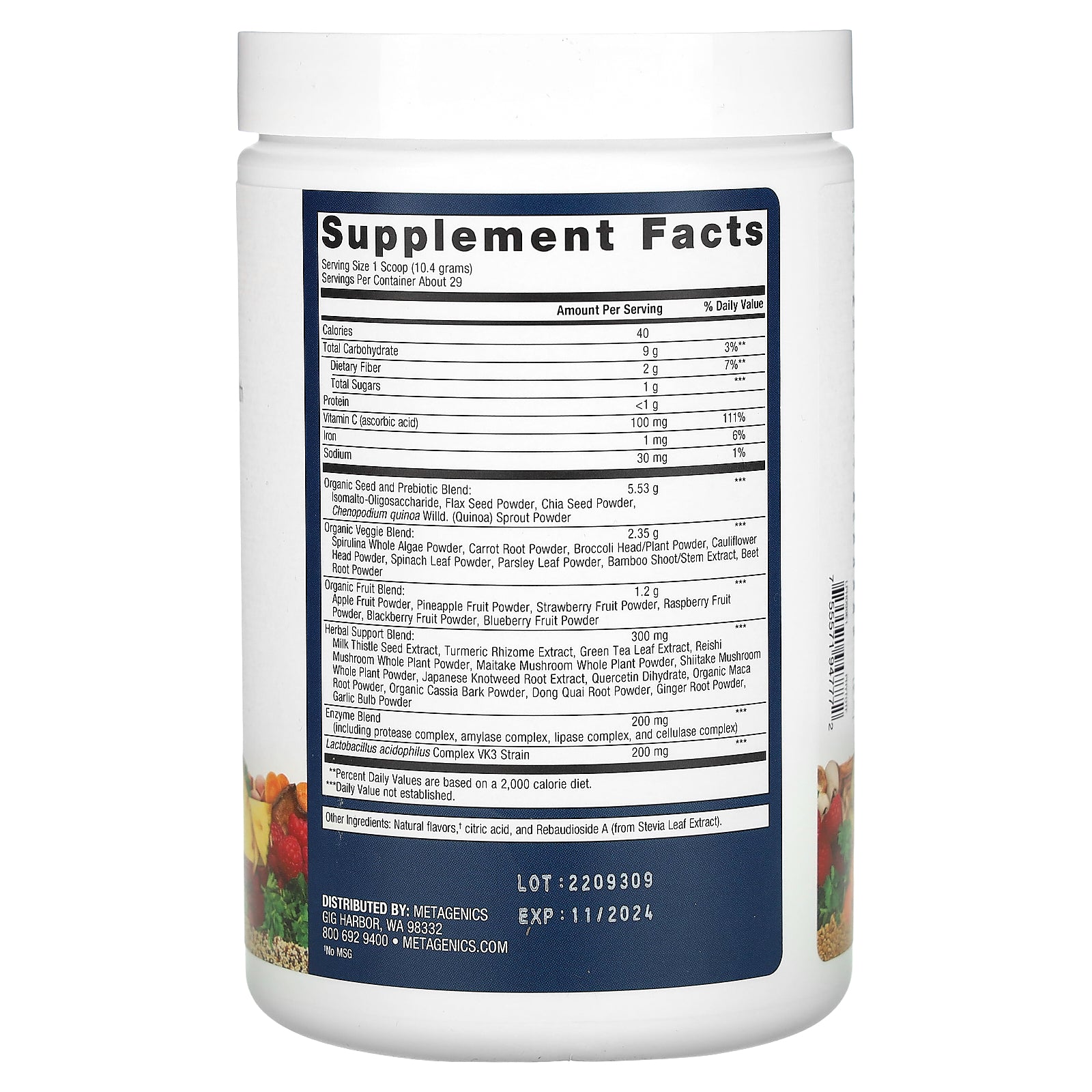 Foto 2 | Suplemento Metagenics Phytoganix Tropical Fruit 300g - Venta Internacional.
