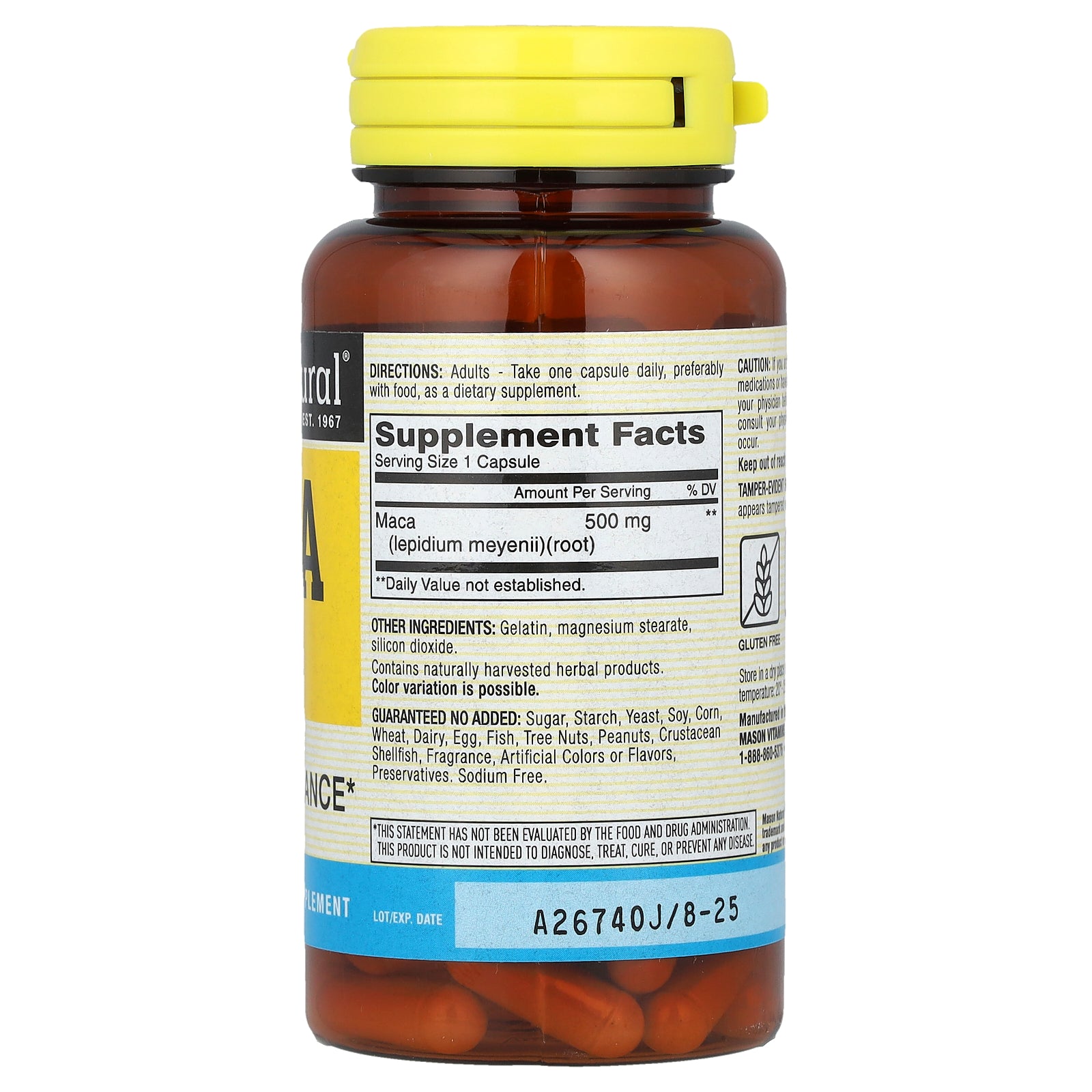 Foto 3 pulgar | Suplemento Mason Natural Maca 500 Mg 60 Cápsulas - Venta Internacional