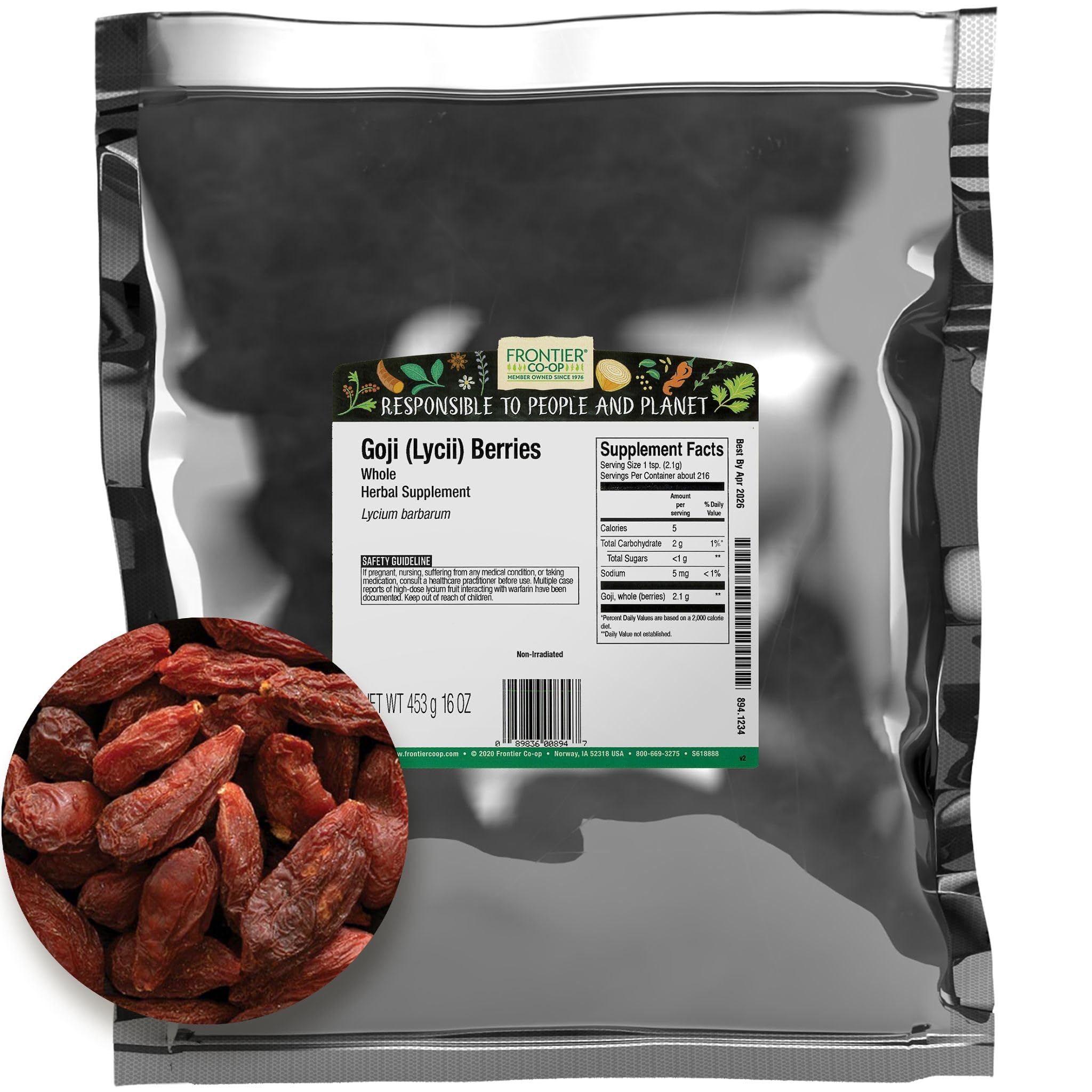 Foto 2 pulgar | Goji Berries Frontier Bulk Entero, 473 Ml (gou Qi Zi, Lycii) - Venta Internacional.