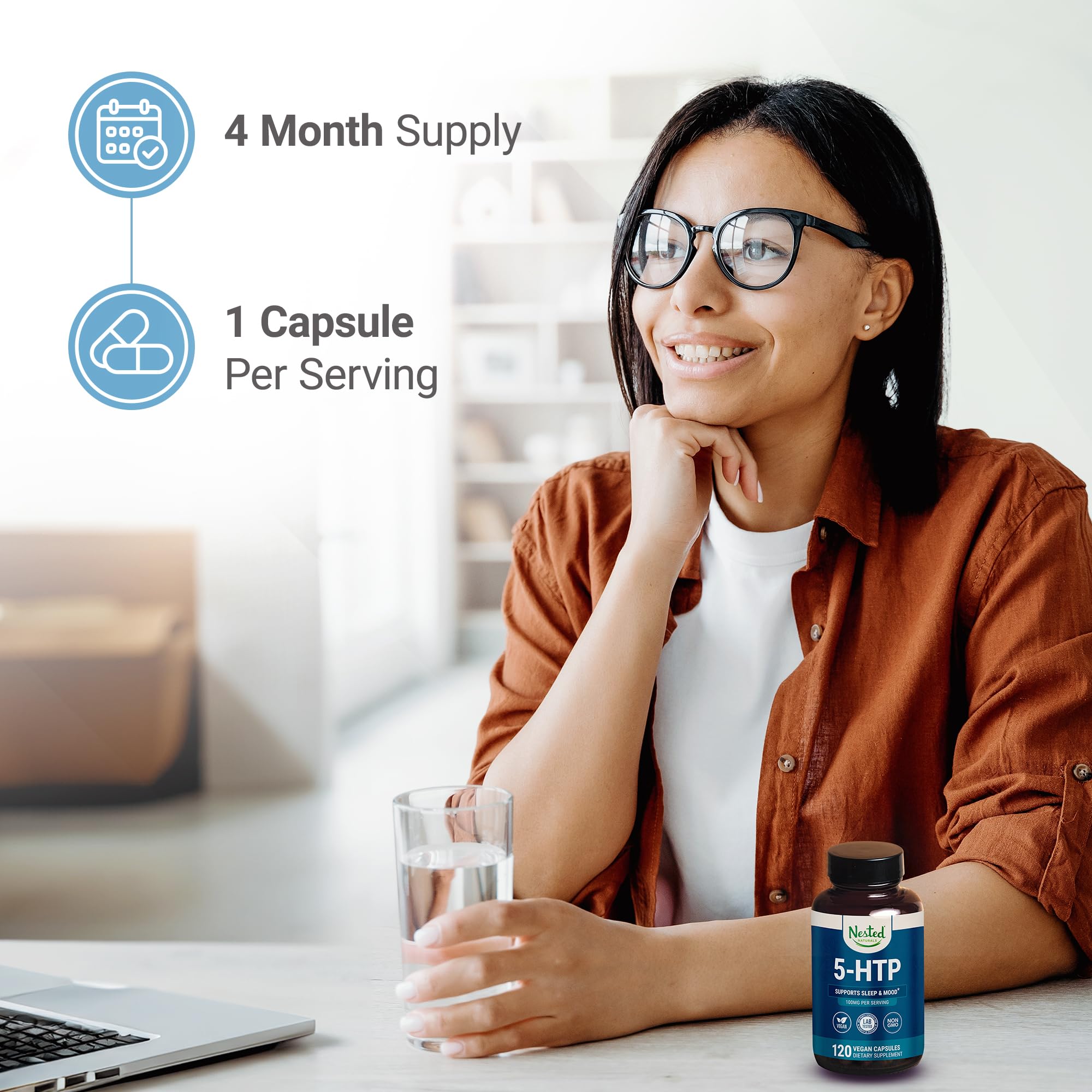 Foto 4 pulgar | Suplemento Nested Naturals De 5-htp, 100 Mg, Ayuda Al Sueño Y Al Estado De Ánimo - Venta Internacional.