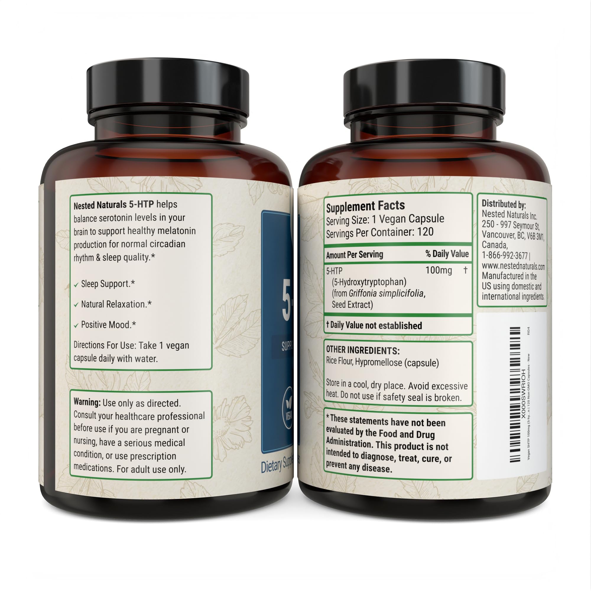 Foto 8 pulgar | Suplemento Nested Naturals De 5-htp, 100 Mg, Ayuda Al Sueño Y Al Estado De Ánimo - Venta Internacional.