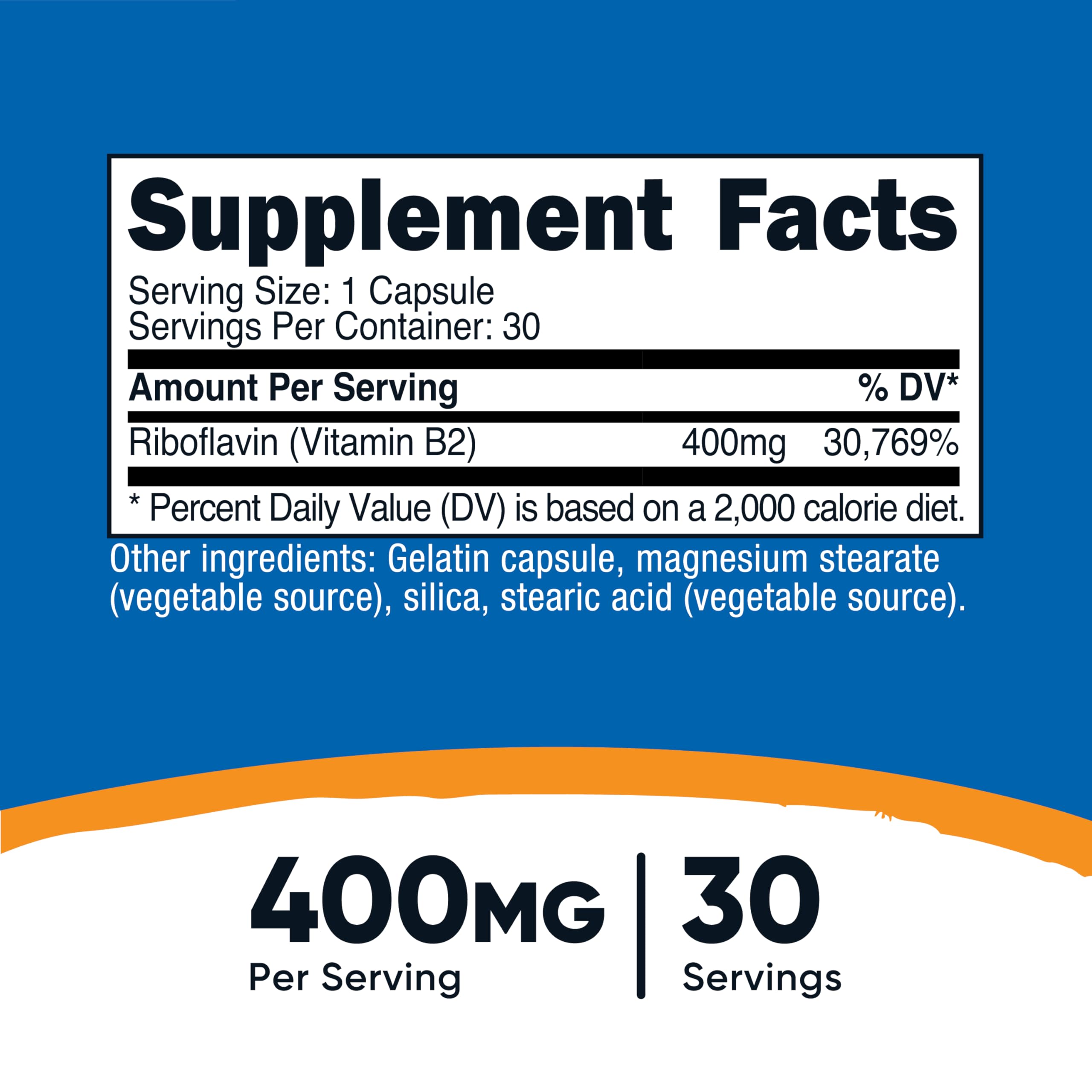Foto 3 pulgar | Suplemento Nutricost De Vitamina B2 (riboflavina) 400 Mg 30 Cápsulas - Venta Internacional.