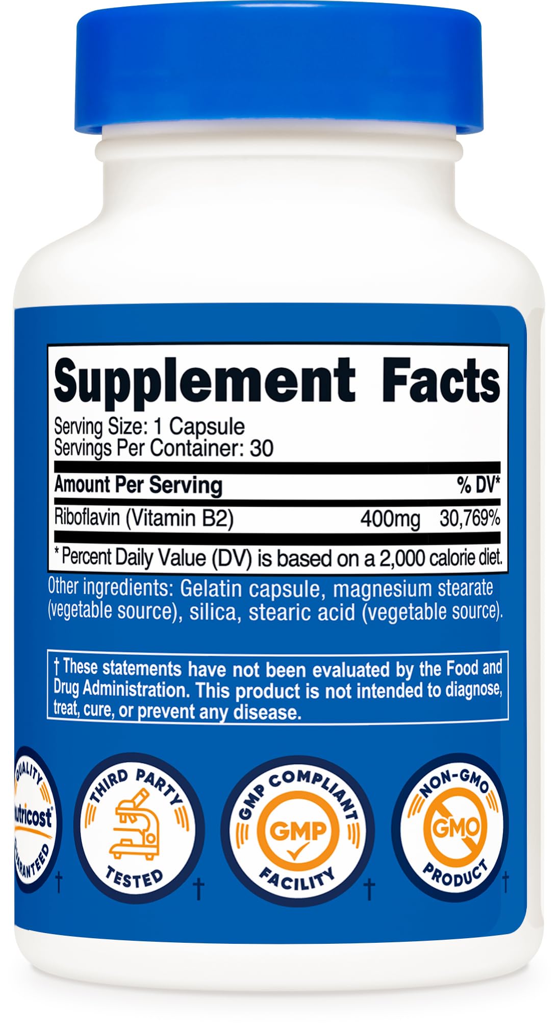 Foto 5 | Suplemento Nutricost De Vitamina B2 (riboflavina) 400 Mg 30 Cápsulas - Venta Internacional.