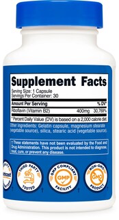 Foto 5 | Suplemento Nutricost De Vitamina B2 (riboflavina) 400 Mg 30 Cápsulas - Venta Internacional.