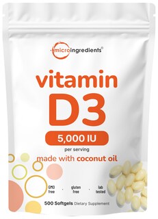Foto 1 | Suplemento De Microingredientes: Vitamina D3, 5000 Ui, 500 Cápsulas Blandas - Venta Internacional.