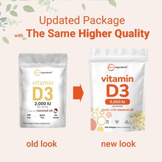 Foto 3 | Suplemento De Microingredientes: Vitamina D3, 5000 Ui, 500 Cápsulas Blandas - Venta Internacional.