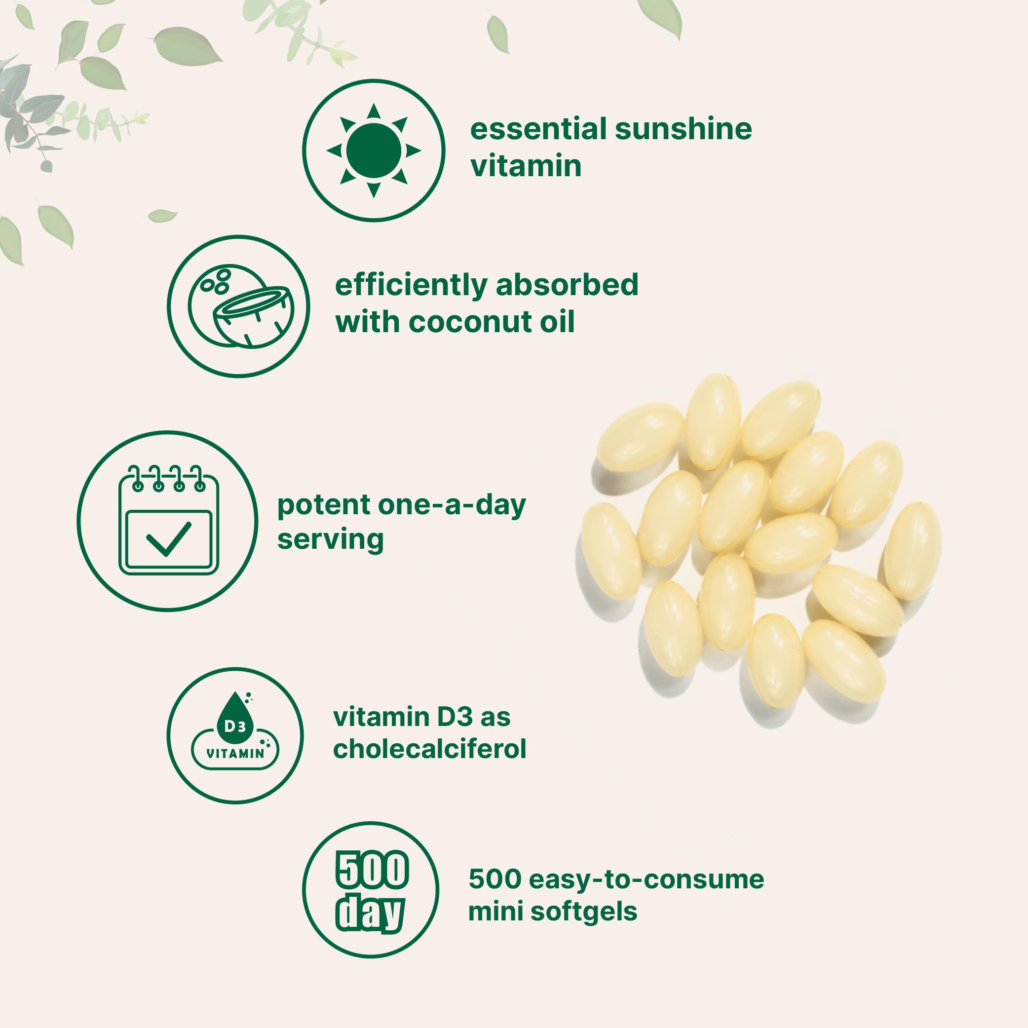 Foto 4 | Suplemento De Microingredientes: Vitamina D3, 5000 Ui, 500 Cápsulas Blandas - Venta Internacional.