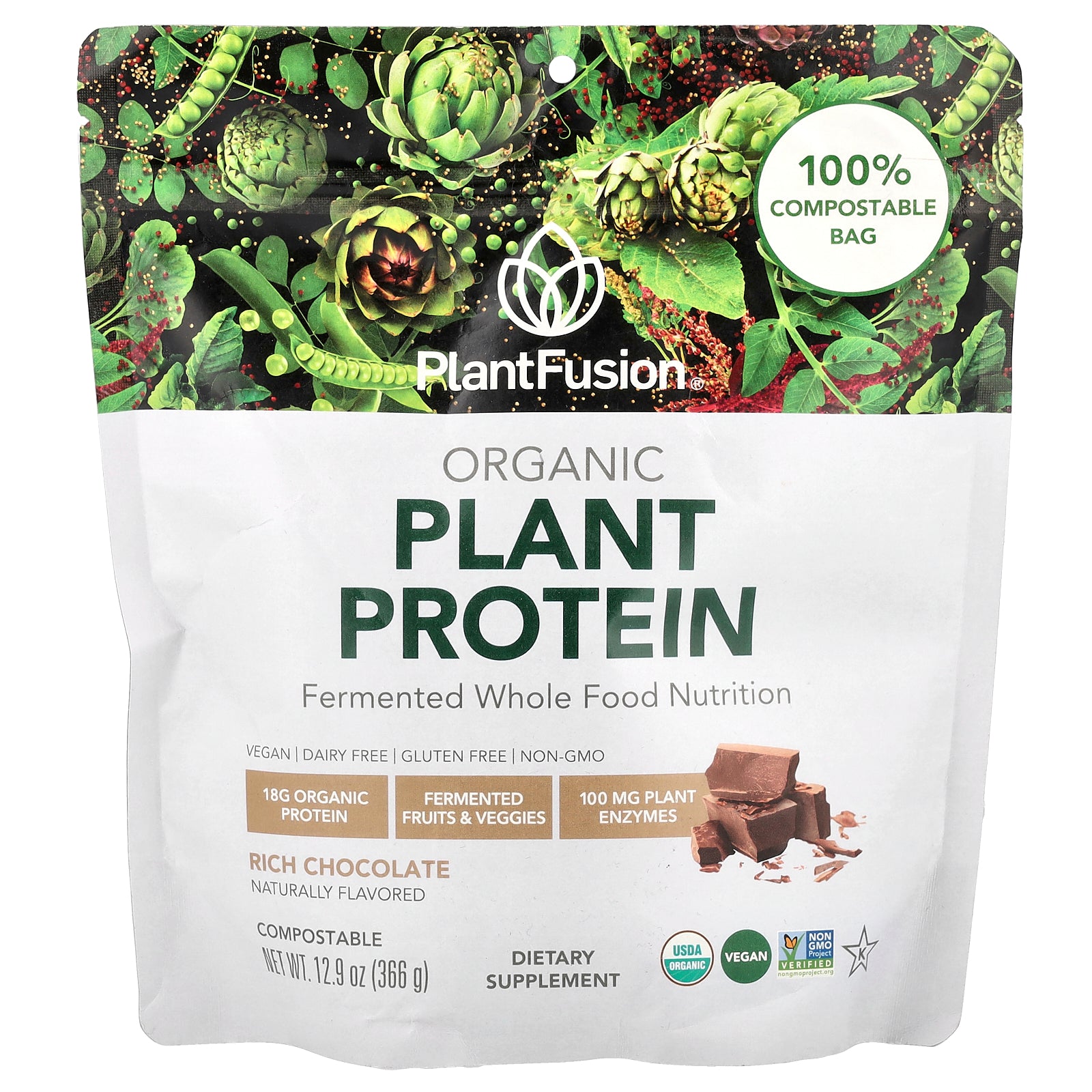 Foto 2 pulgar | Proteína En Polvo Plantfusion, Chocolate Orgánico Rico En Plantas, 366 G - Venta Internacional.