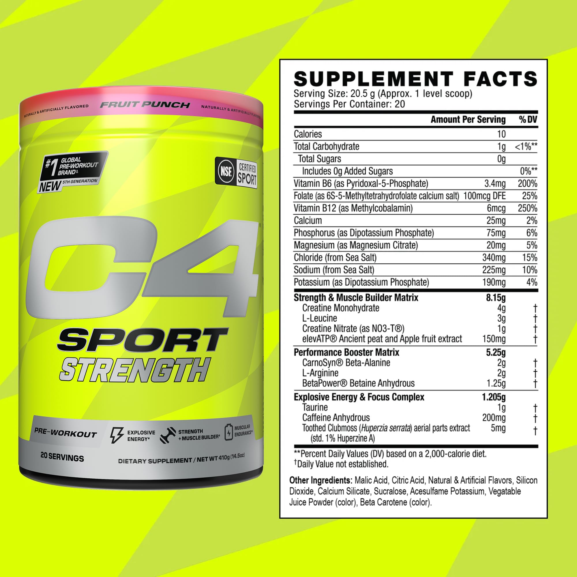 Foto 4 pulgar | Polvo Preentrenamiento Cellucor C4 Sport Strength, 20 Porciones - Venta Internacional.