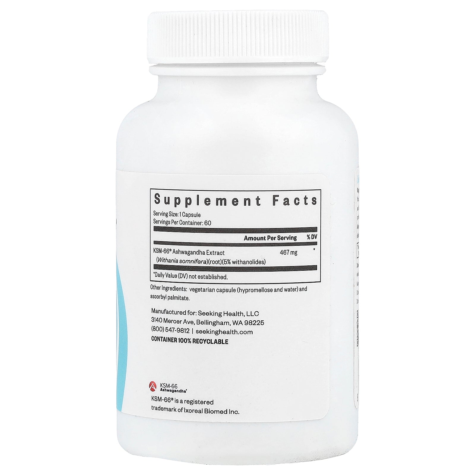 Foto 3 pulgar | Suplemento Seeking Health Ashwagandha 467 Mg 60 Cápsulas - Venta Internacional.