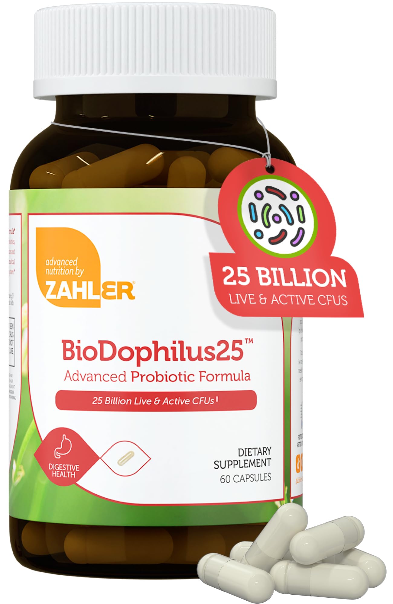 Foto 2 pulgar | Probiótico Zahler Biodophilus25 25 Mil Millones De Ufc + Prebiótico - Venta Internacional.