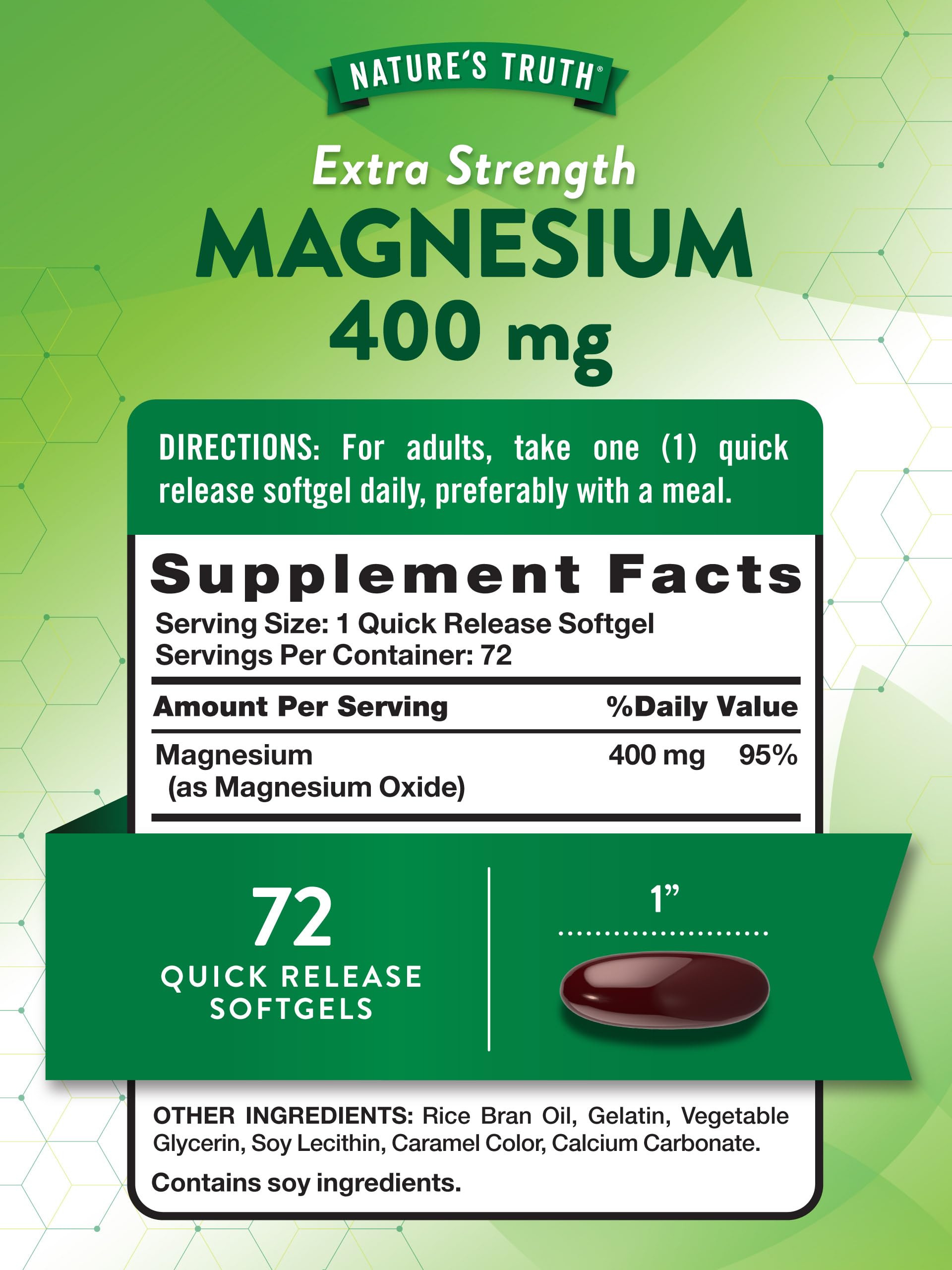 Foto 3 pulgar | Suplemento Nature's Truth Magnesio 400 Mg 72 Cápsulas Blandas - Venta Internacional.