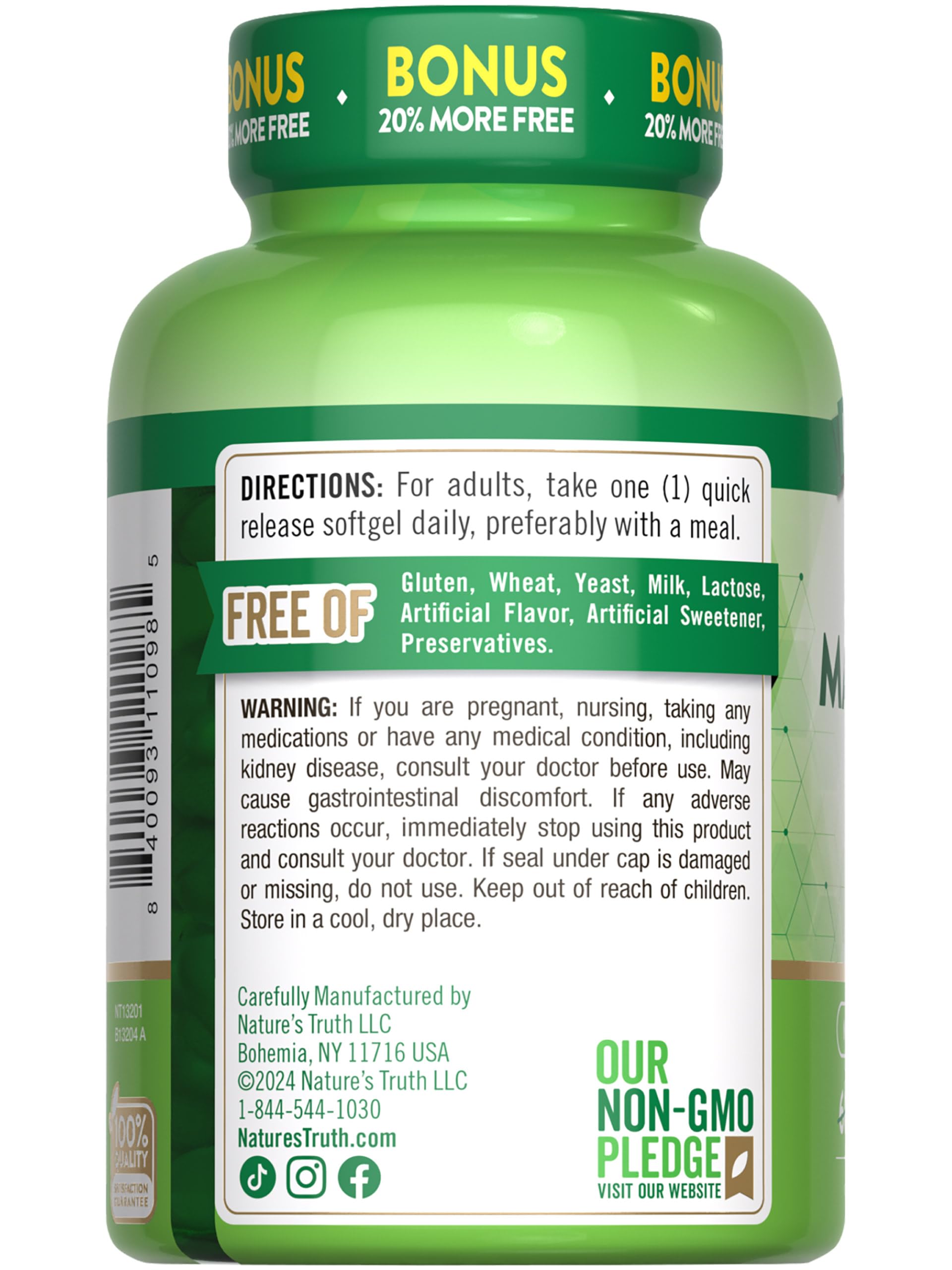 Foto 8 pulgar | Suplemento Nature's Truth Magnesio 400 Mg 72 Cápsulas Blandas - Venta Internacional.
