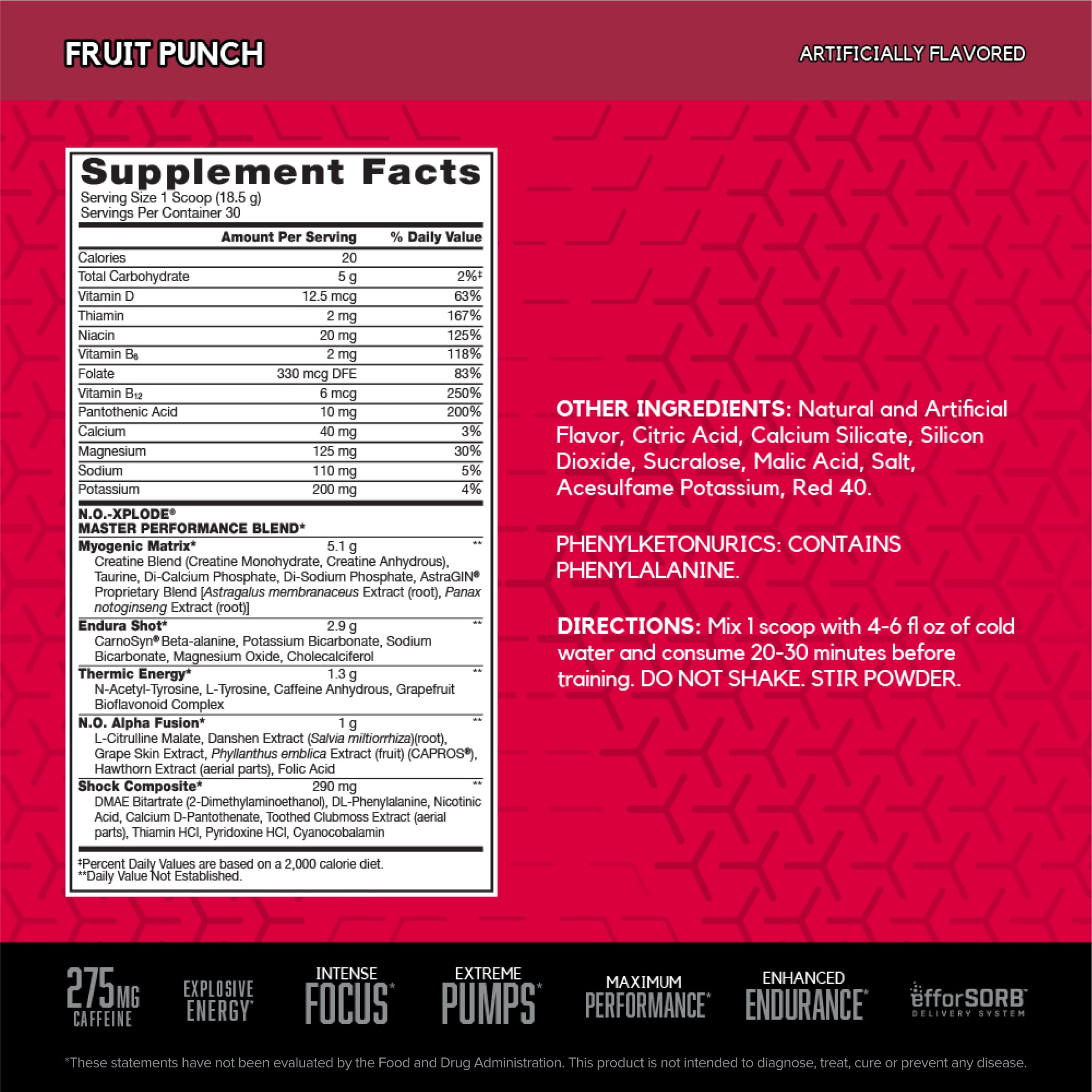 Foto 4 pulgar | Polvo Para Antes Del Entrenamiento Bsn N.o.-xplode Energy Fruit Punch, 30 Porciones - Venta Internacional.