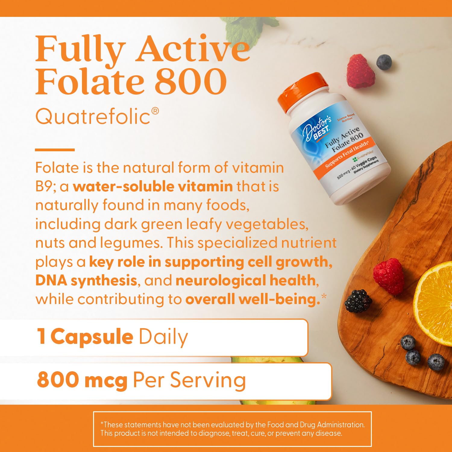 Foto 2 | Suplemento Doctor's Best Fully Active Folate 800 60 Cápsulas - Venta Internacional.