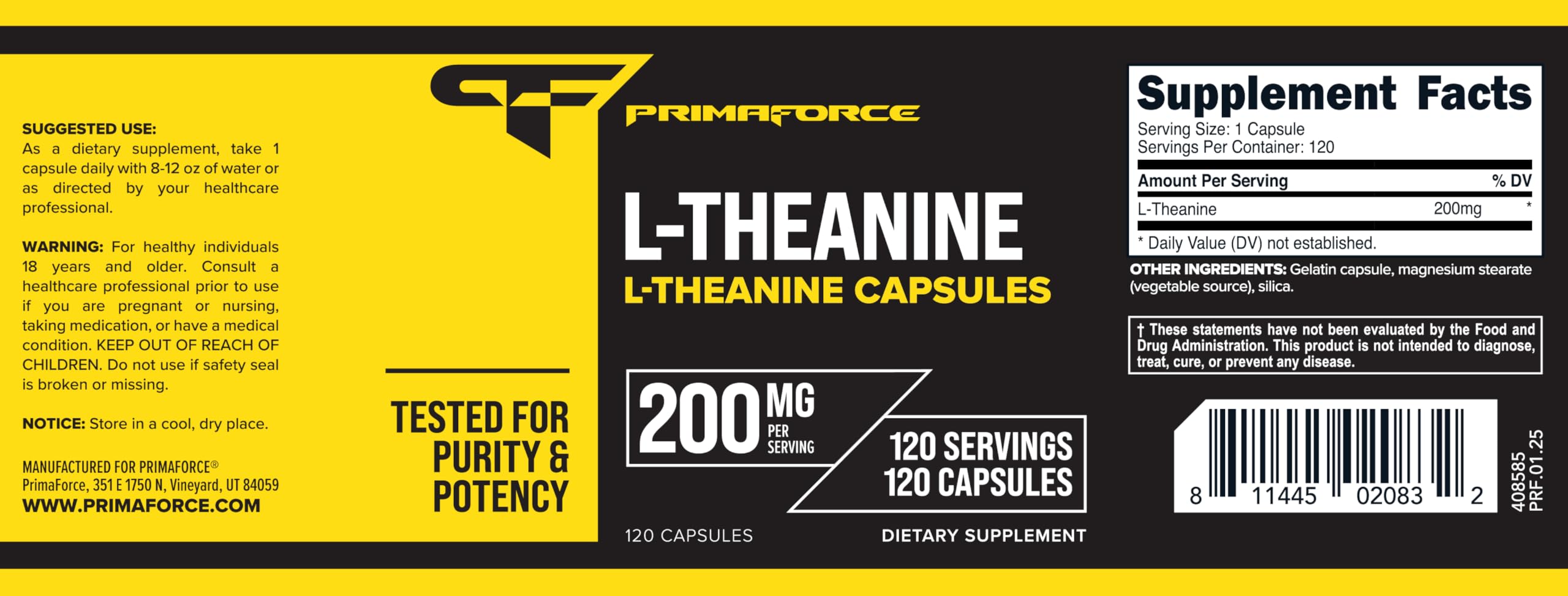 Foto 6 pulgar | Suplemento Primaforce L-teanina 200 Mg 120 Cápsulas - Venta Internacional.