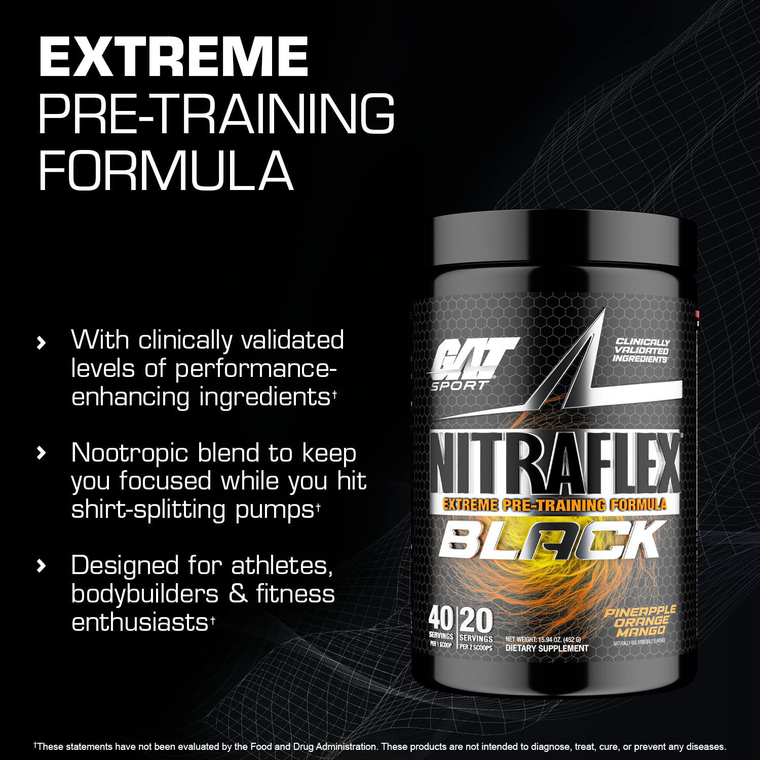 Foto 3 pulgar | Suplemento Gat Sport Nitraflex Black Pre-training, 480 Ml, 40 Porciones - Venta Internacional.