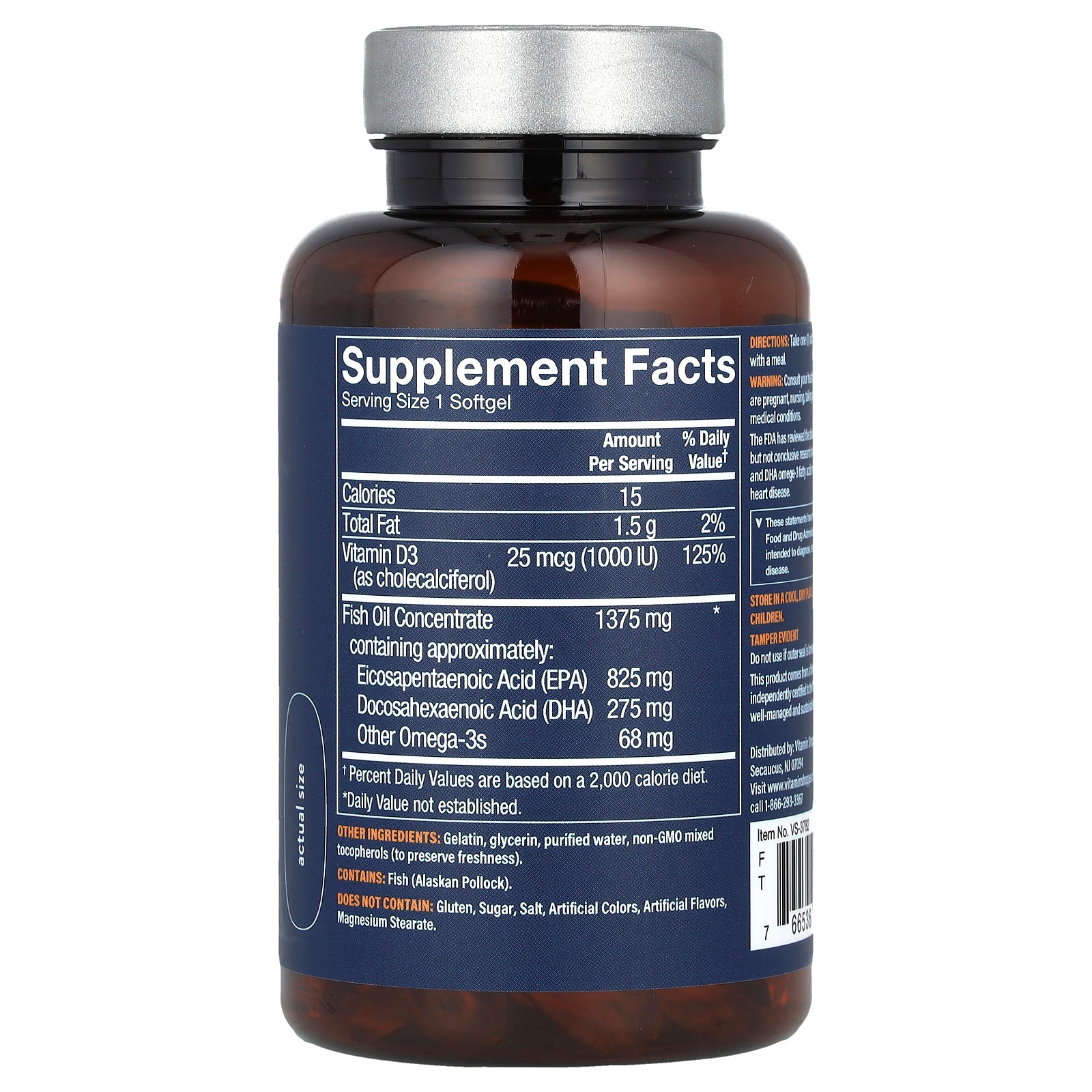 Foto 3 pulgar | Aceite De Pescado Salvaje De Alaska Supplement Vthrive Premium 60 Cápsulas Blandas - Venta Internacional.