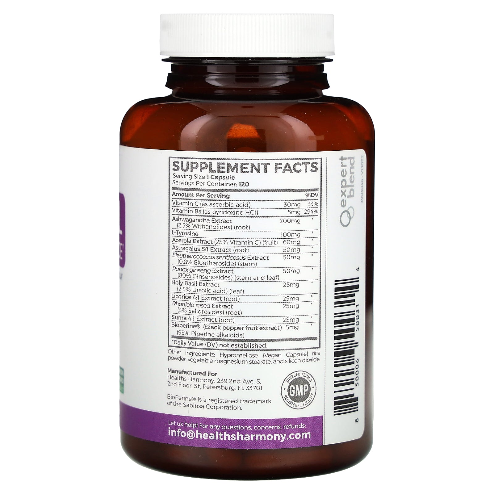 Foto 3 pulgar | Supplement Healths Harmony Adrenal Health & Balance 120 Cápsulas - Venta Internacional.