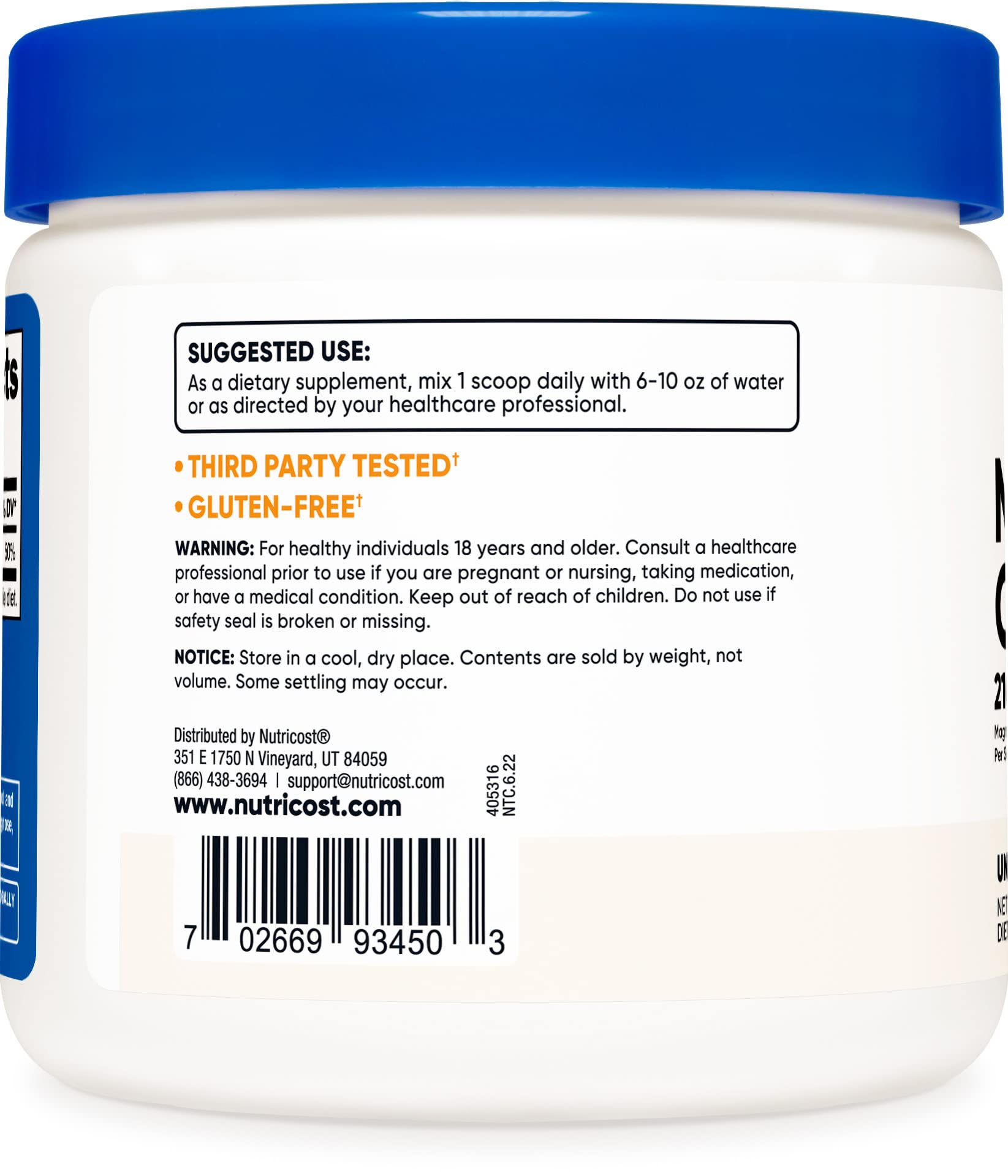 Foto 4 pulgar | Suplemento Nutricost De Citrato De Magnesio En Polvo 250 G - Venta Internacional.