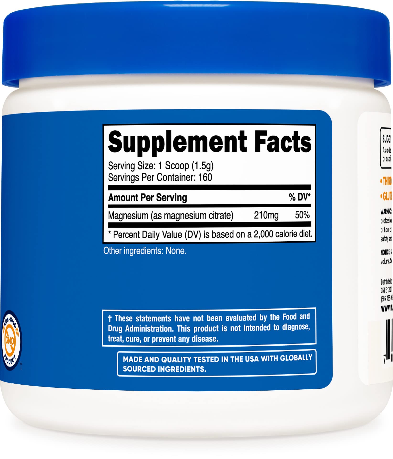 Foto 5 pulgar | Suplemento Nutricost De Citrato De Magnesio En Polvo 250 G - Venta Internacional.