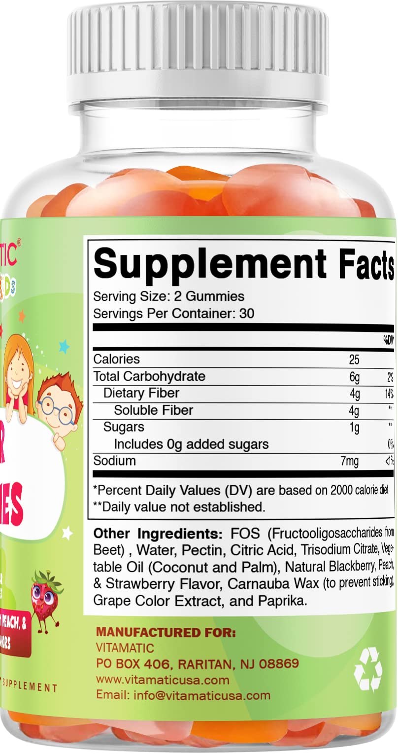 Foto 4 pulgar | Gomitas De Fibra Vitamatic Kids Extra Strength 4g 60 Unidades - Venta Internacional.