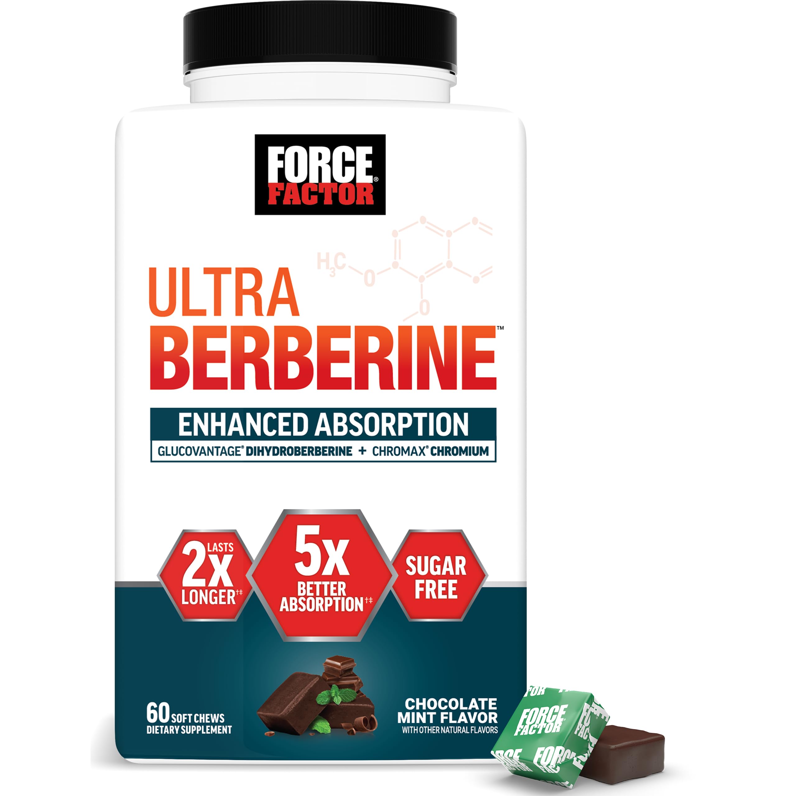 Foto 2 pulgar | Suplemento Force Factor Ultra Berberine, Chocolate Y Menta, 60 Cápsulas Masticables Blandas - Venta Internacional.