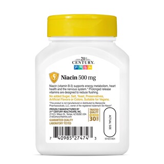 Foto 7 | Suplemento De Niacina Del Siglo Xxi 500 Mg De Liberación Prolongada X100 - Venta Internacional.
