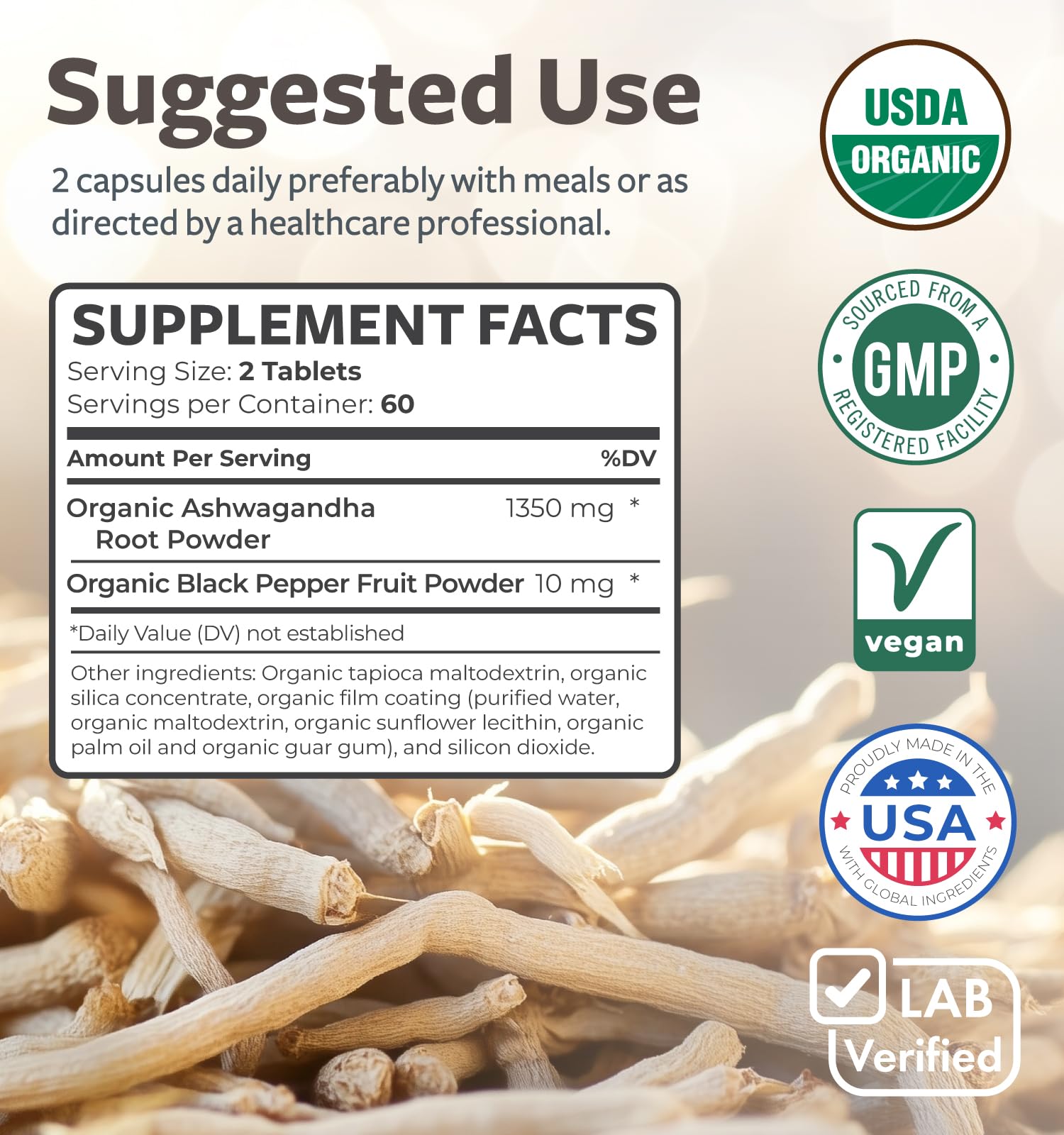 Foto 4 pulgar | Ashwagandha Orgánica Usda De Supplement Health Harmony, 2 Meses - Venta Internacional.