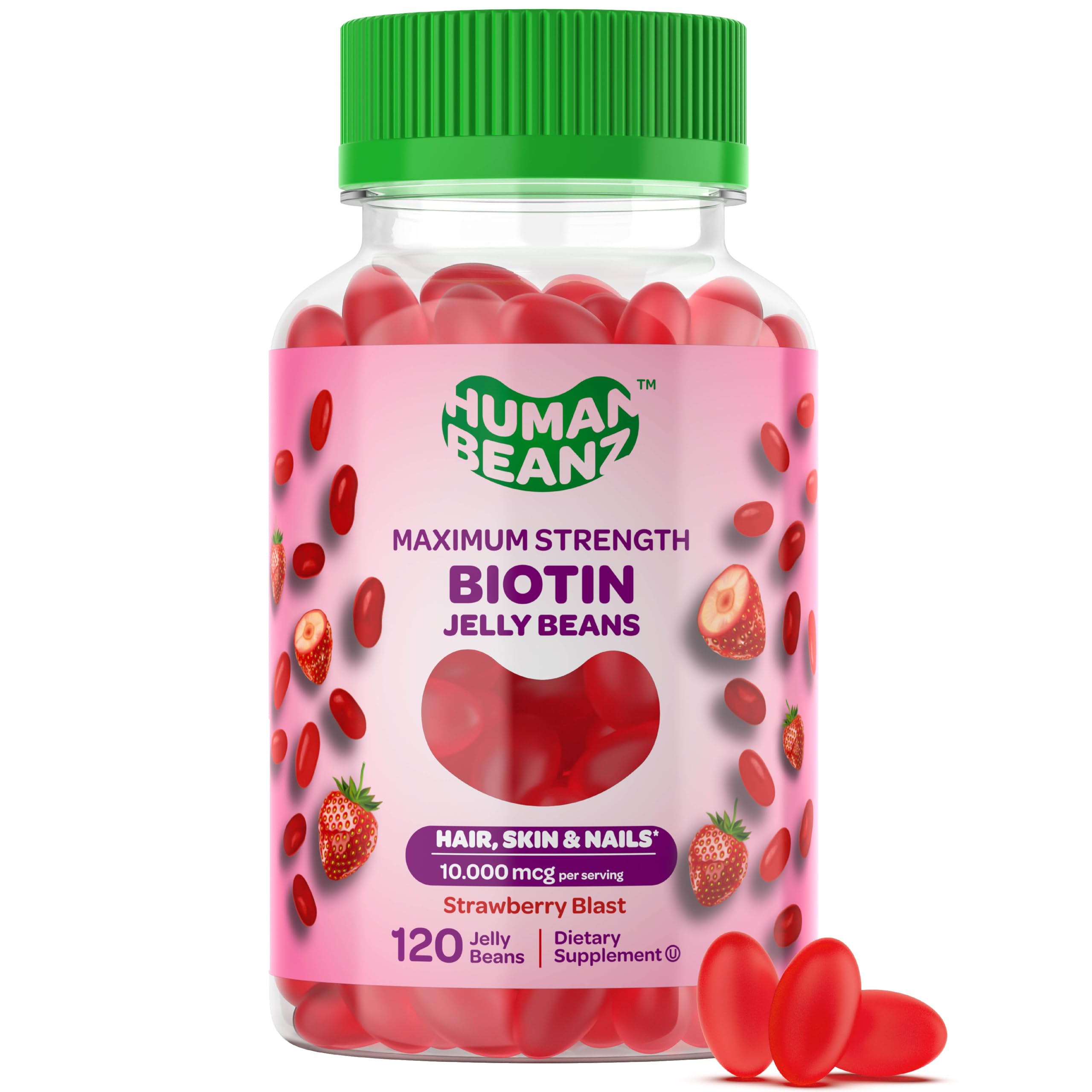 Foto 1 | Vitamin Gummy Human Beanz Biotina, 10000 Mcg Para Cabello, 120 G - Venta Internacional.