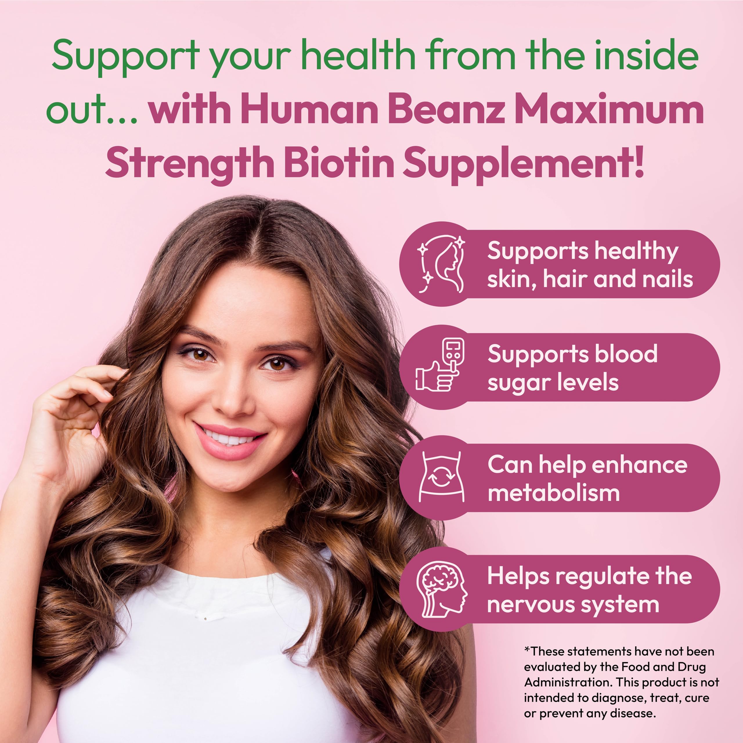 Foto 4 | Vitamin Gummy Human Beanz Biotina, 10000 Mcg Para Cabello, 120 G - Venta Internacional.