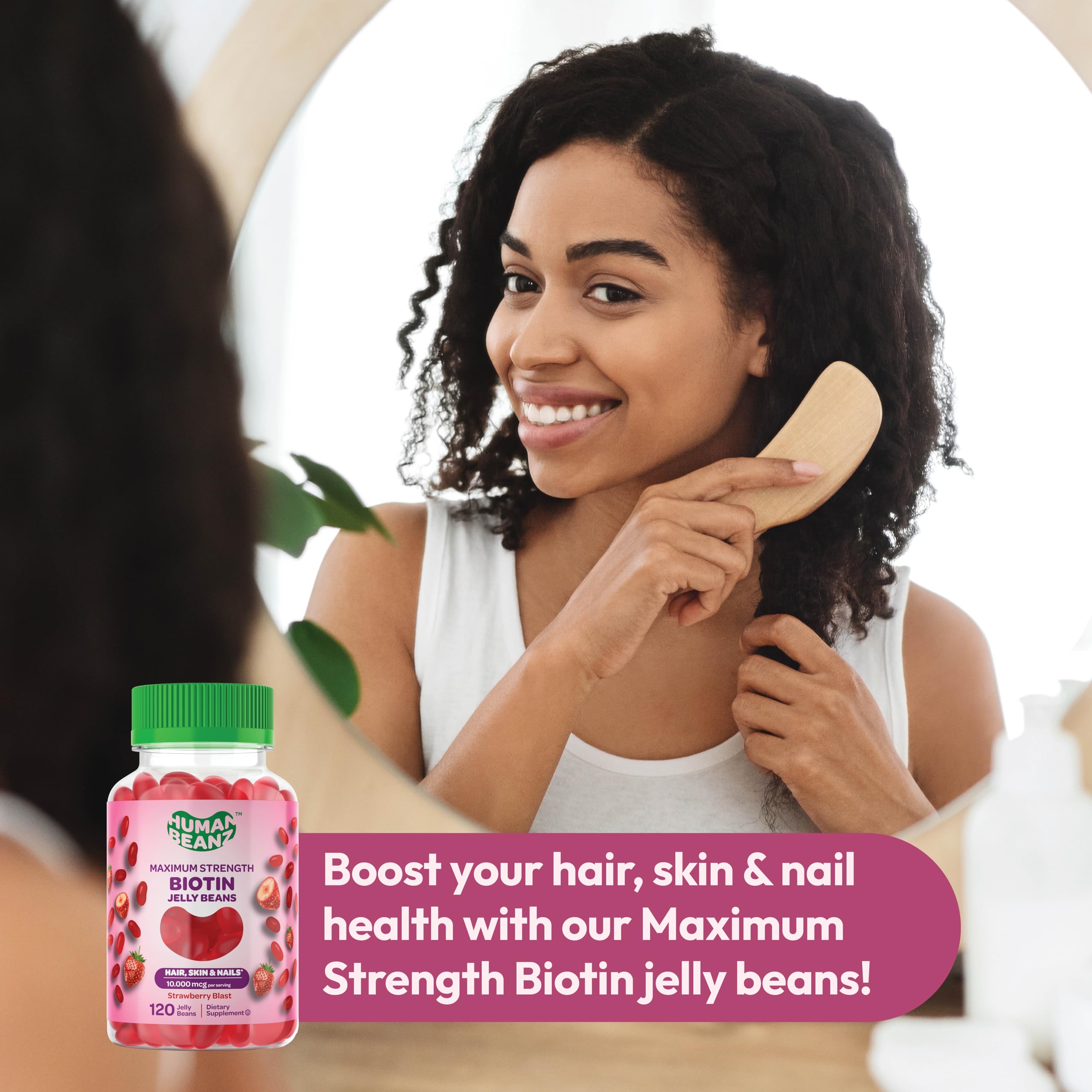 Foto 5 | Vitamin Gummy Human Beanz Biotina, 10000 Mcg Para Cabello, 120 G - Venta Internacional.