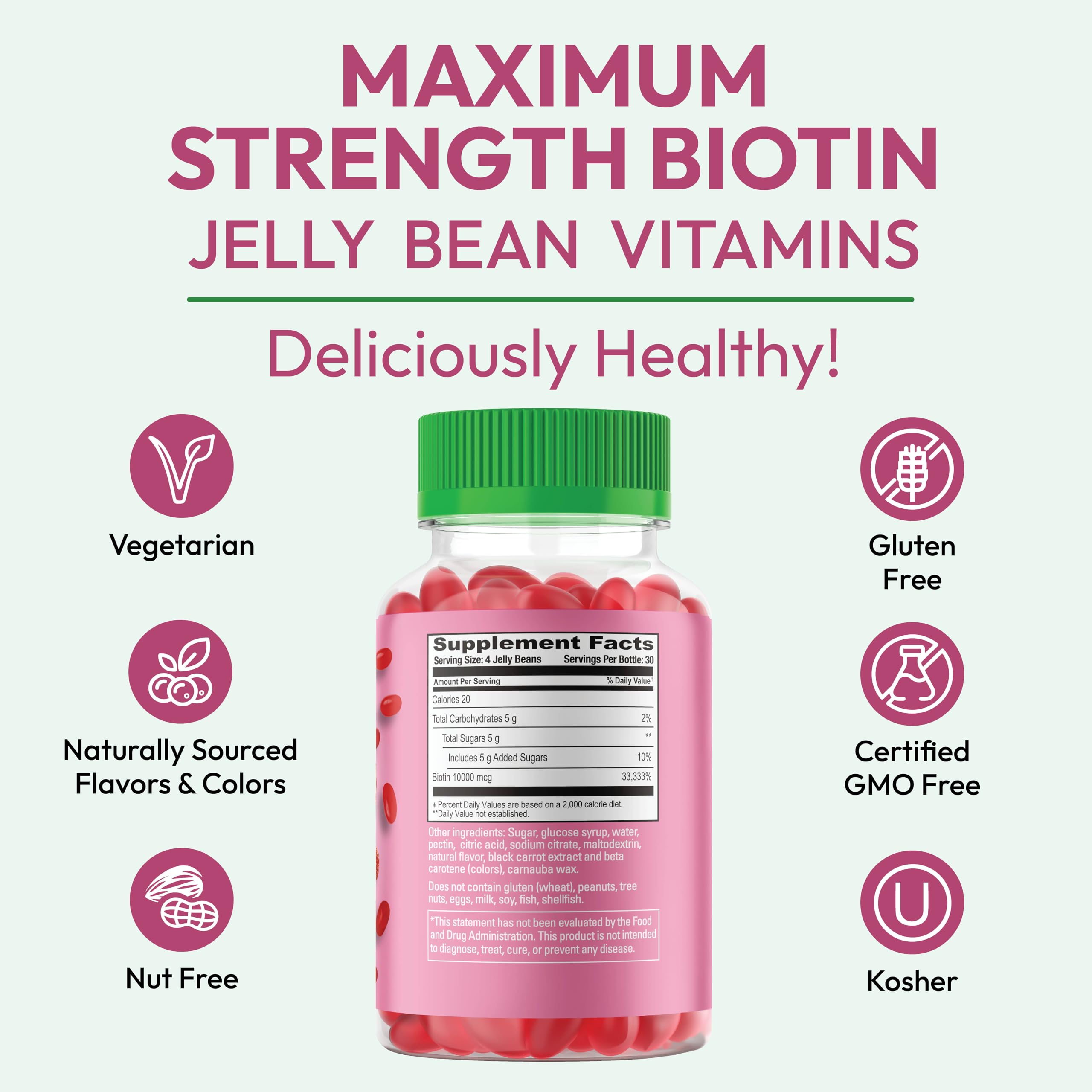 Foto 7 | Vitamin Gummy Human Beanz Biotina, 10000 Mcg Para Cabello, 120 G - Venta Internacional.