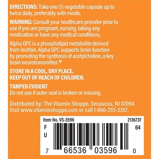 Foto 4 | Suplemento The Vitamin Shoppe Alpha Gpc 300 Mg 60 Cápsulas - Venta Internacional.