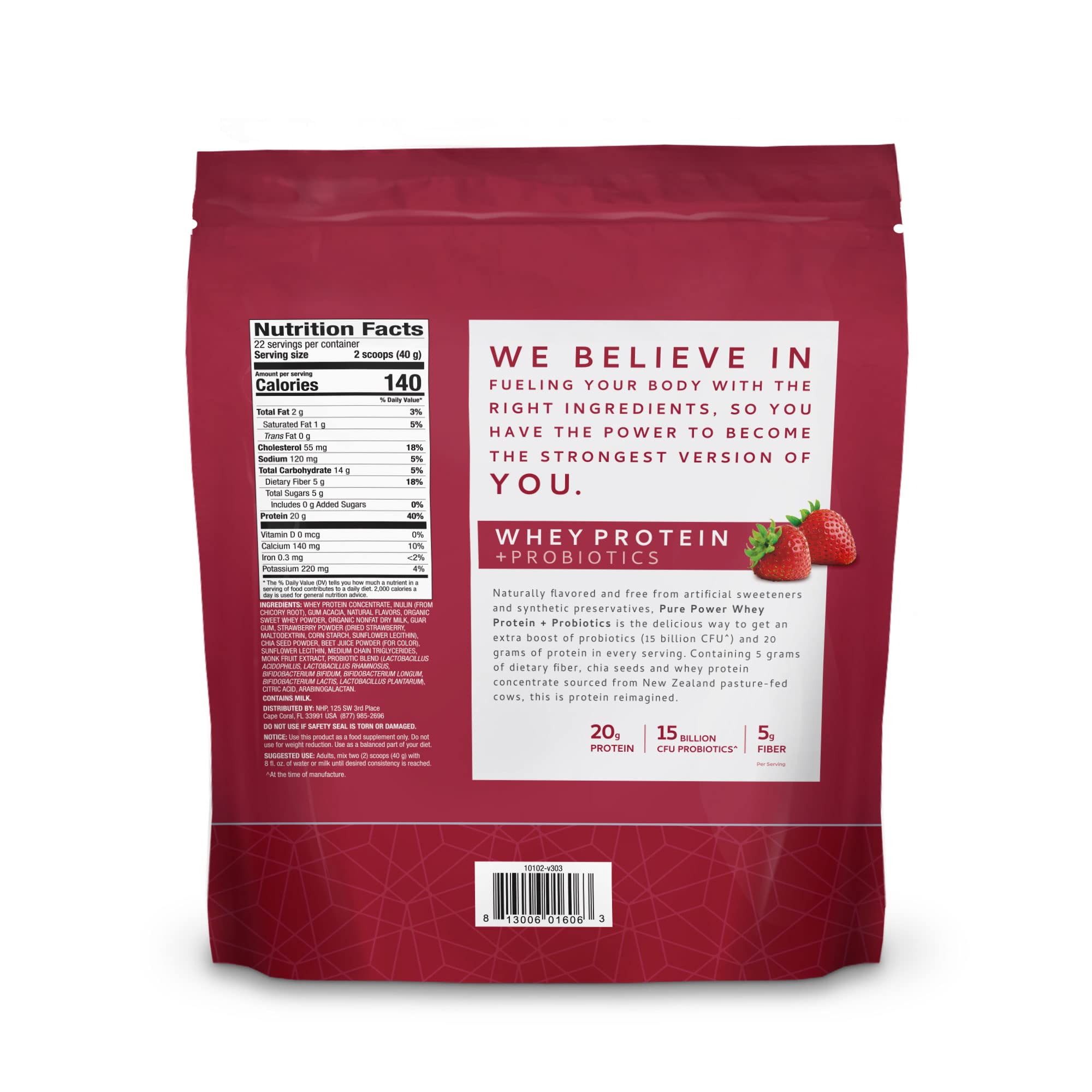 Foto 3 pulgar | Proteína En Polvo Dr. Mercola Pure Power Whey Strawberry 880g - Venta Internacional.
