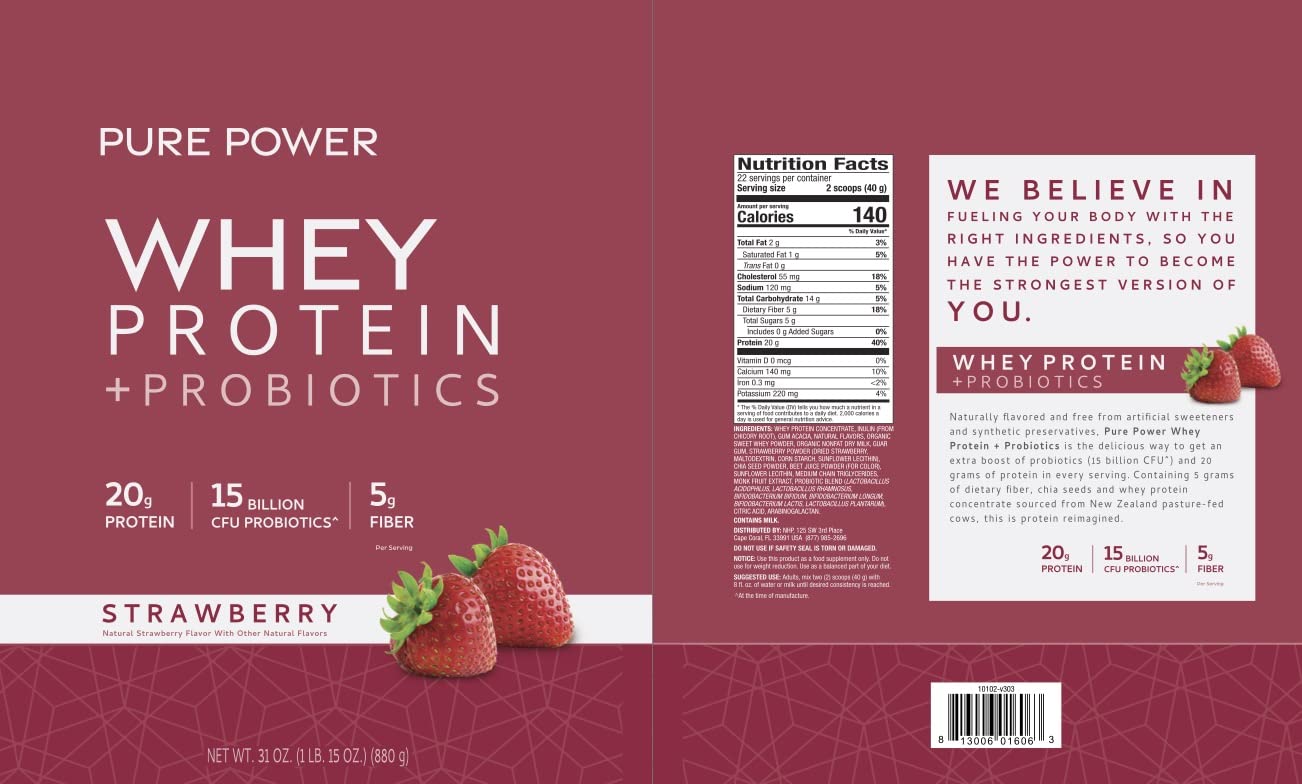 Foto 4 pulgar | Proteína En Polvo Dr. Mercola Pure Power Whey Strawberry 880g - Venta Internacional.