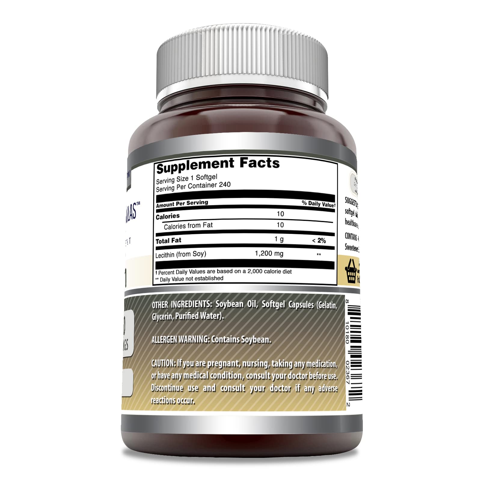 Foto 4 pulgar | Suplemento De Lecitina De Amazing Formulas, 1200 Mg, 240 Cápsulas Blandas - Venta Internacional.