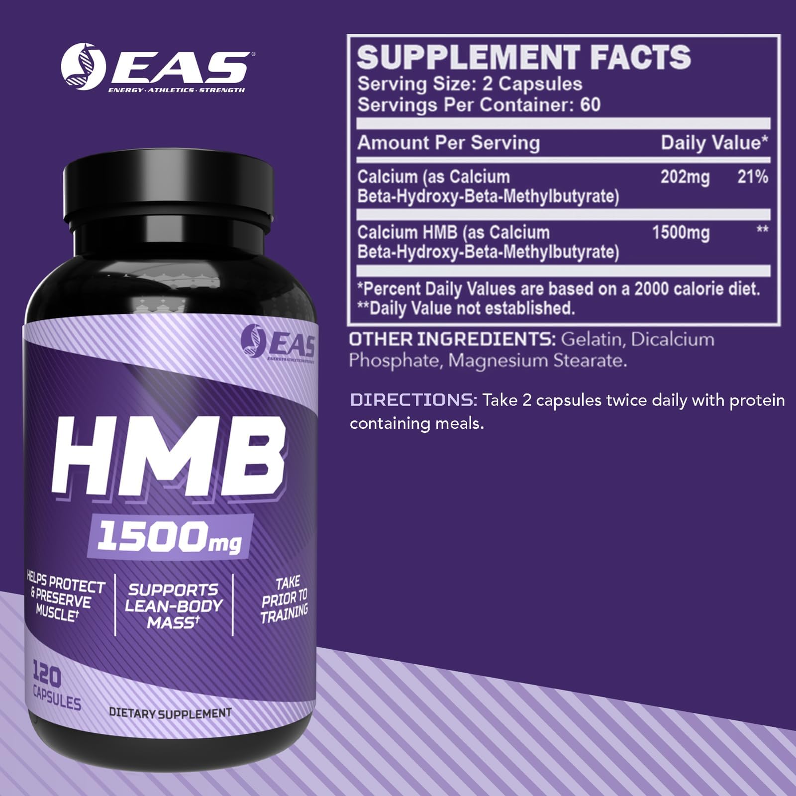 Foto 3 pulgar | Suplemento Eas Hmb 1500 Mg De Beta-hidroxi Beta-metilbutirato - Venta Internacional.