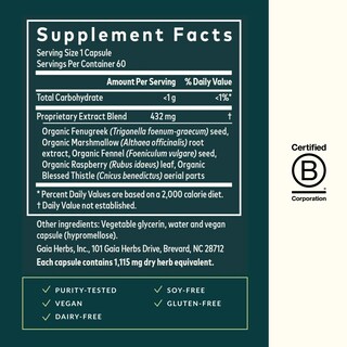 Foto 3 | Suplemento Gaia Herbs Lactation Support 60 Cápsulas Veganas - Venta Internacional.