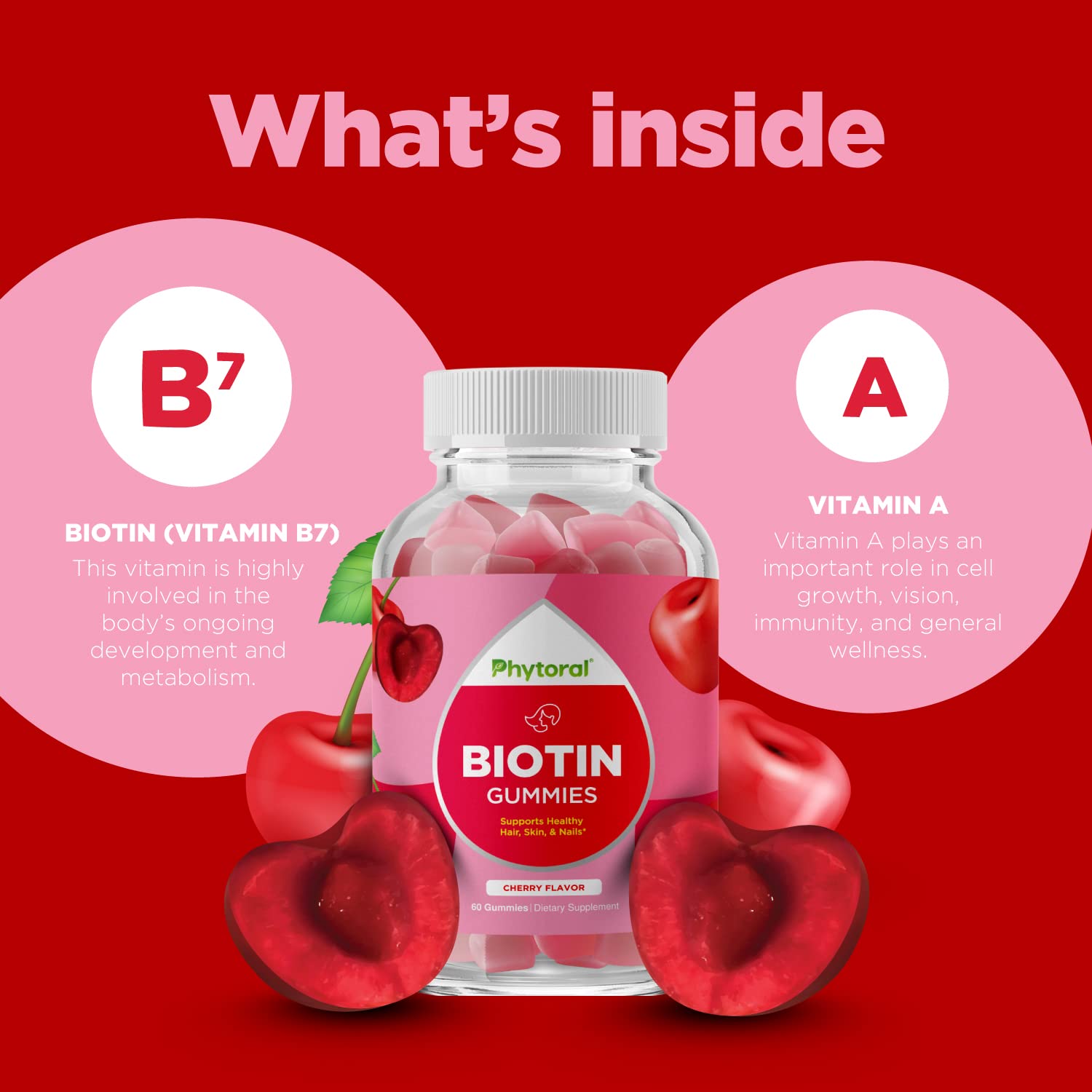 Foto 5 pulgar | Gomitas De Biotina Phytoral Para El Crecimiento Del Cabello Y Las Uñas 5000 Mcg - Venta Internacional.
