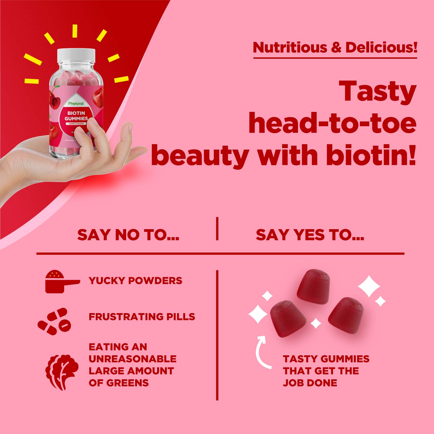 Foto 7 pulgar | Gomitas De Biotina Phytoral Para El Crecimiento Del Cabello Y Las Uñas 5000 Mcg - Venta Internacional.