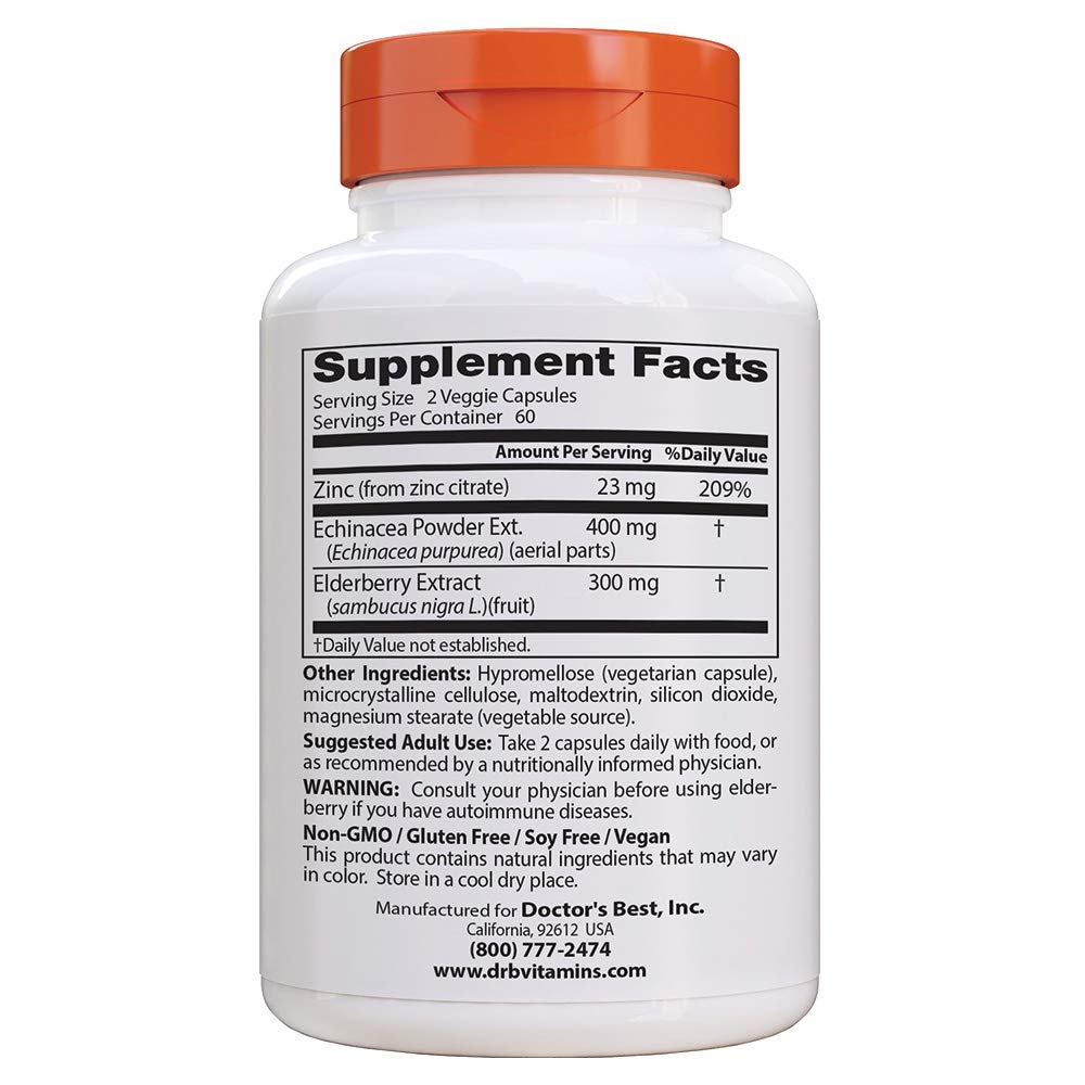 Foto 3 pulgar | Supplement Doctor's Best Immune Booster Equinacea, Saúco Y Zinc 120 Tabletas - Venta Internacional.