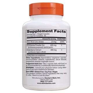 Foto 2 | Supplement Doctor's Best Immune Booster Equinacea, Saúco Y Zinc 120 Tabletas - Venta Internacional.