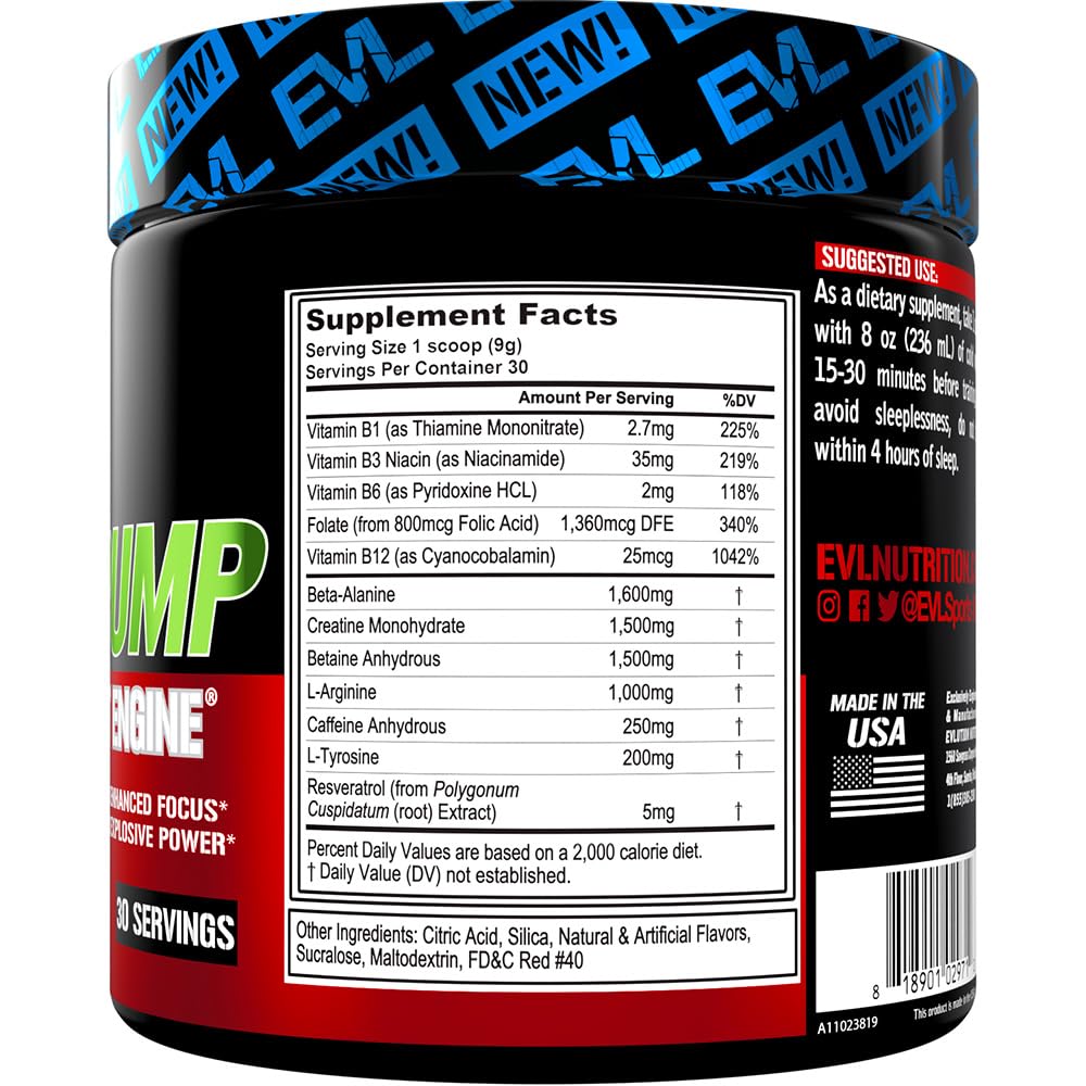 Foto 3 pulgar | Polvo Para Antes Del Entrenamiento Evlution Nutrition Engn Pump, 30 Porciones - Venta Internacional.