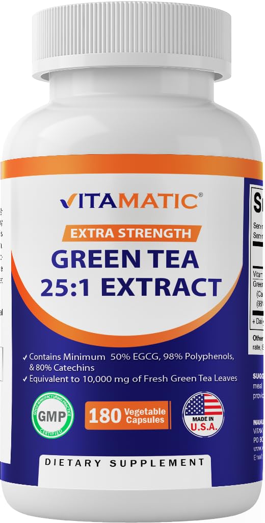 Foto 1 | Suplemento Vitamático De Extracto De Té Verde Concentrado 25 Veces, 180 Cápsulas - Venta Internacional.